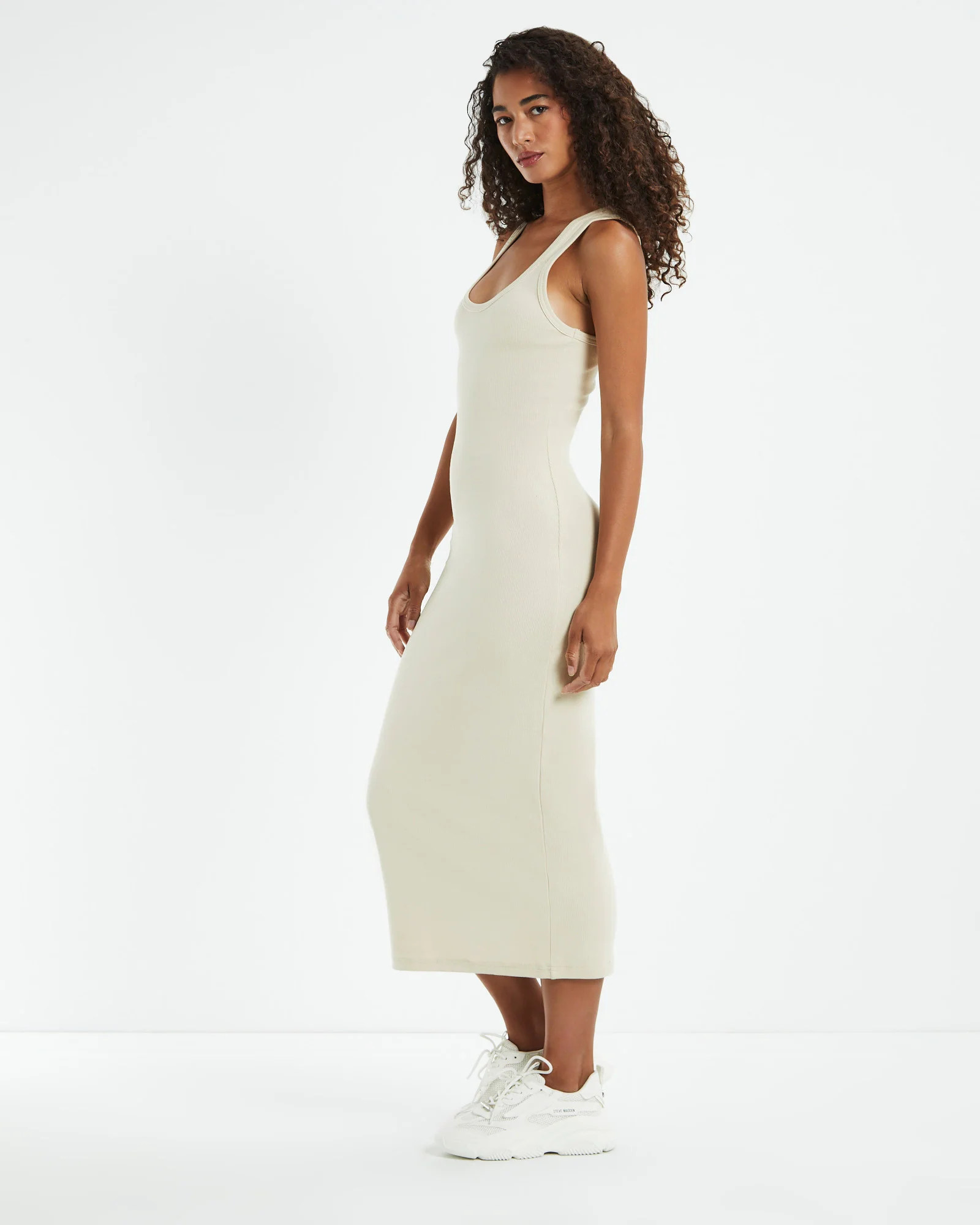 Racer Back Midi Dress Stone - Image 4