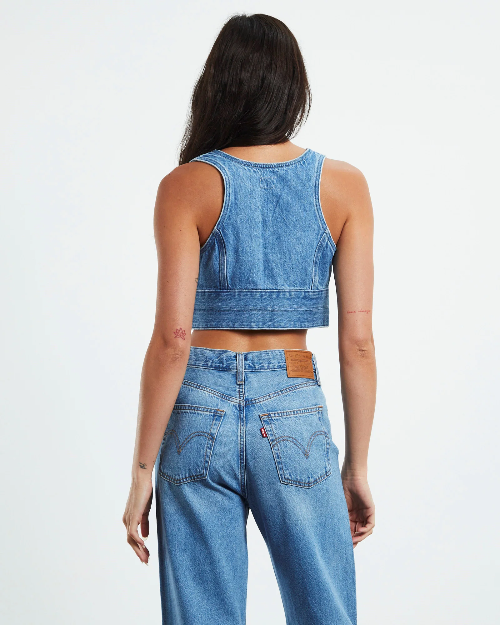 Raine Denim Crop Top Blue - Image 2