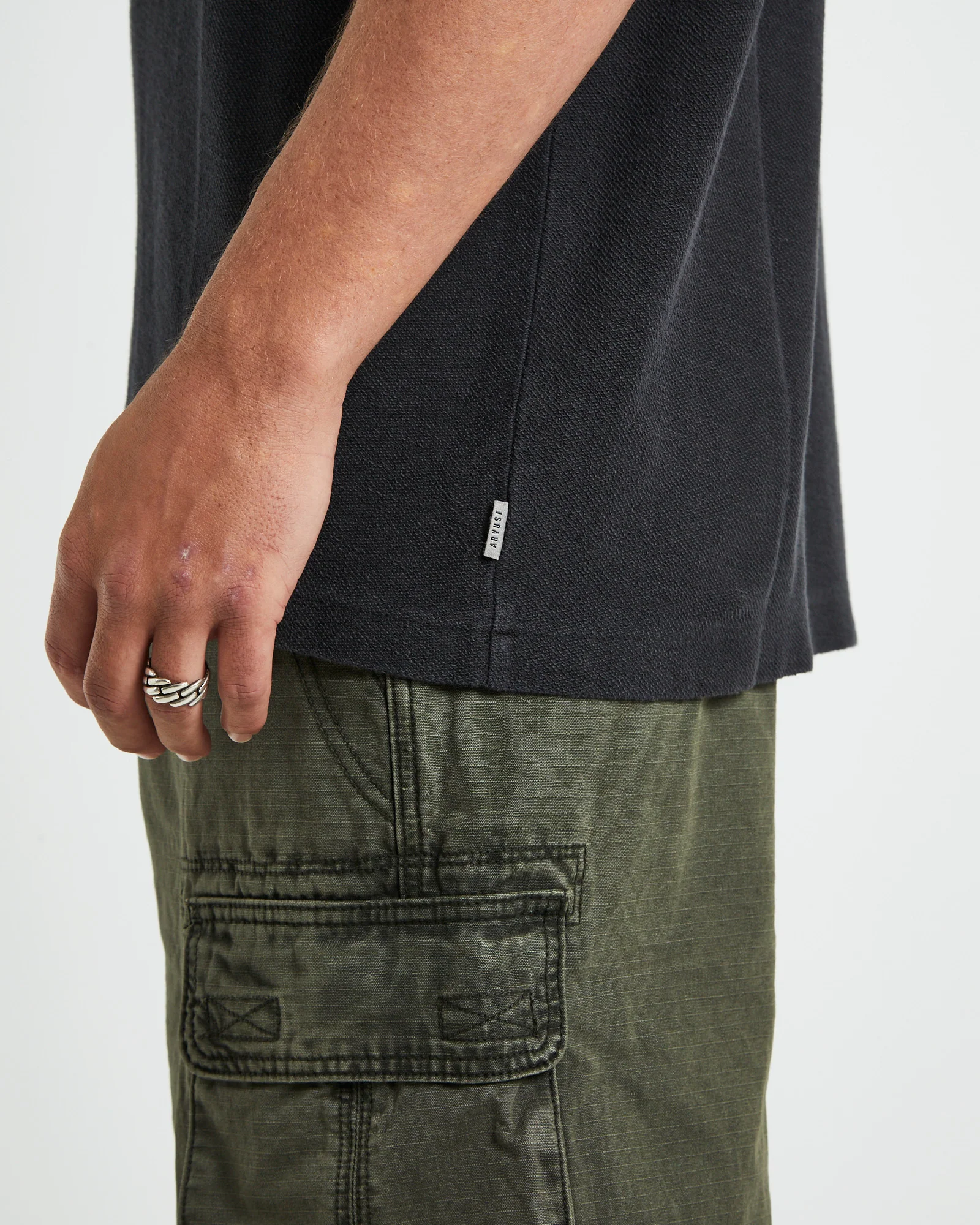 Ramona Linen Short Sleeve T-Shirt in Washed Black - Image 6