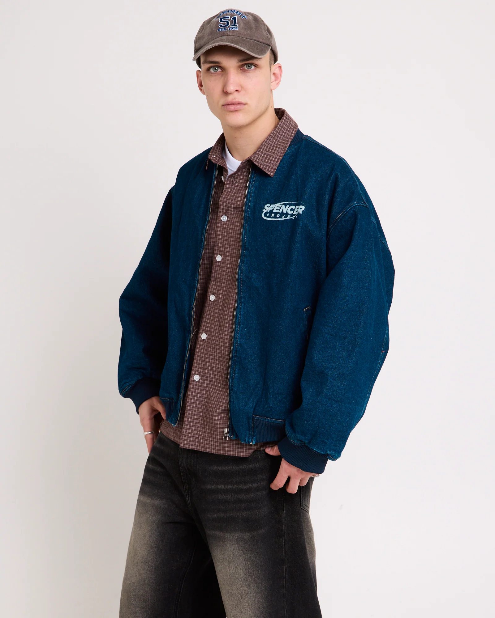 Raven Denim Bomber Jacket - Image 5