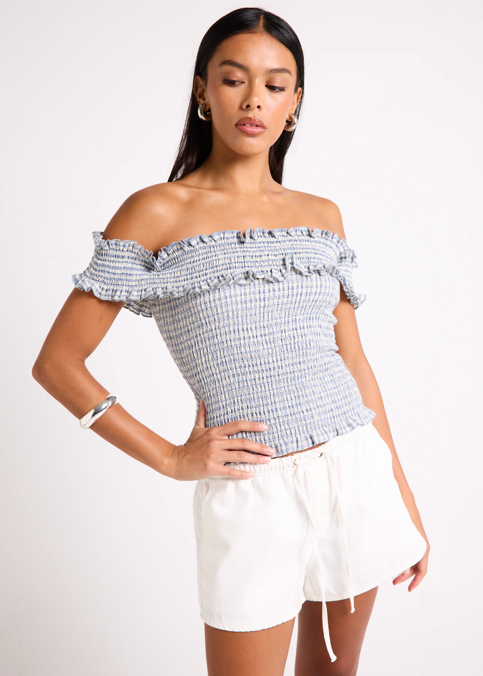 Rayna Shirred Off Shoulder Top