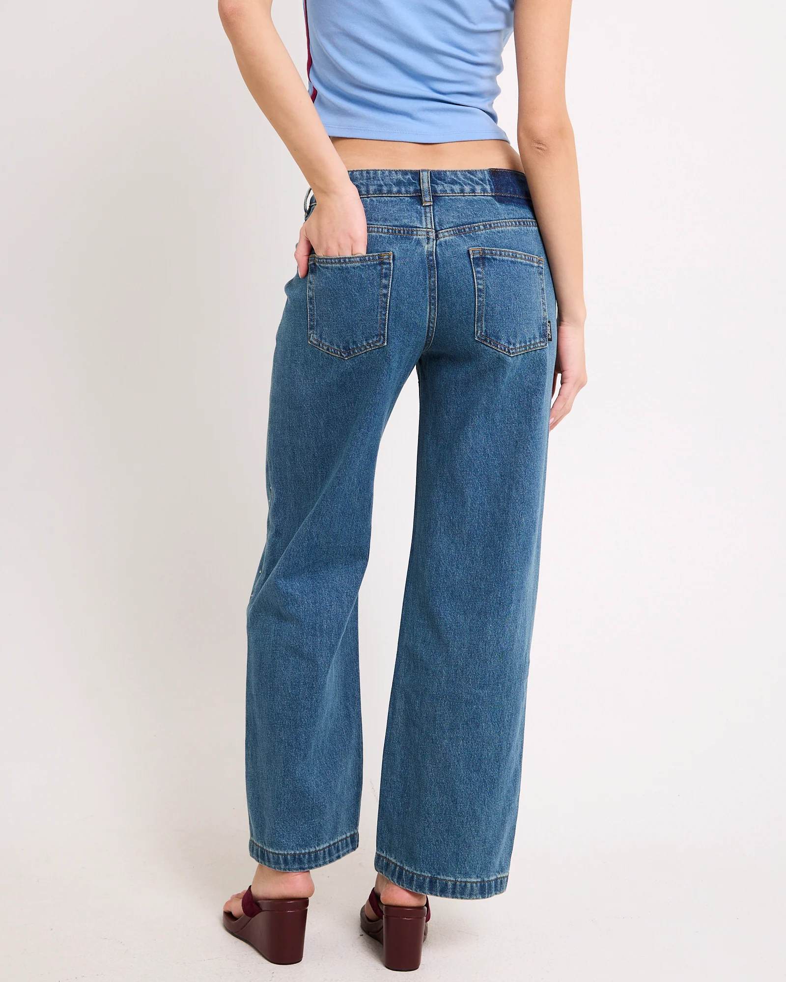Razor Rhinestone Straight Denim Jeans - Image 5
