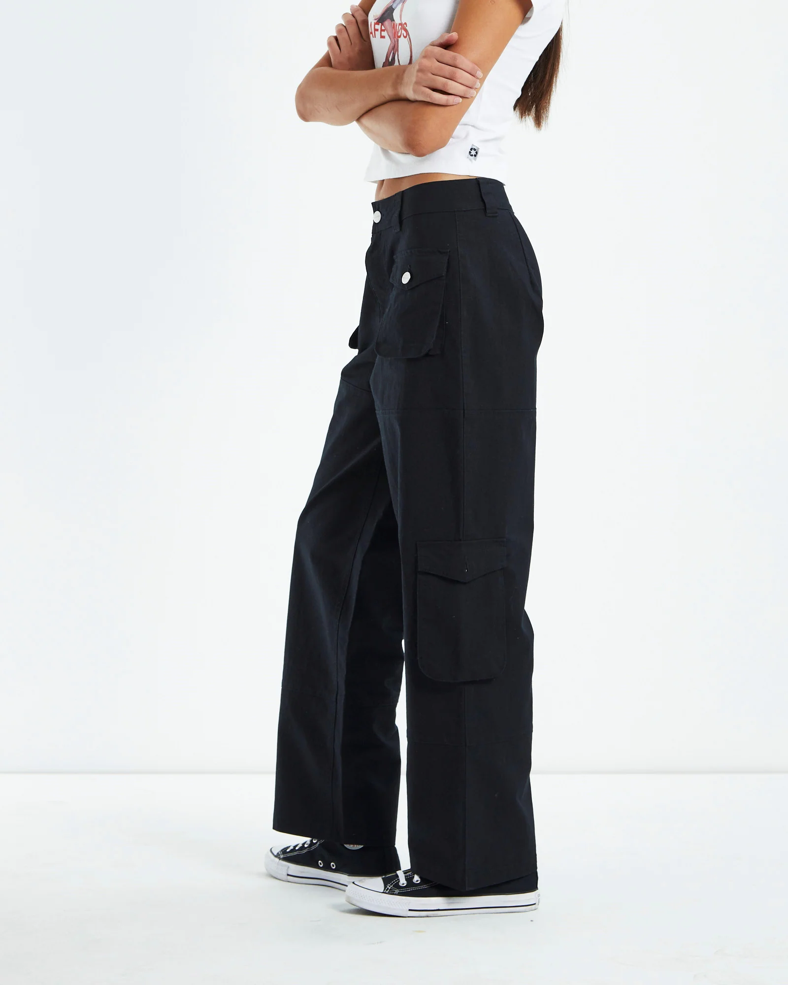 Recycled Cargo Pants Black - Image 4