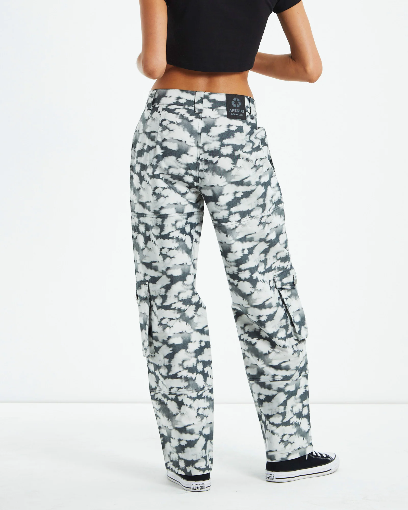 Recycled Cargo Pants Black Floral - Image 2