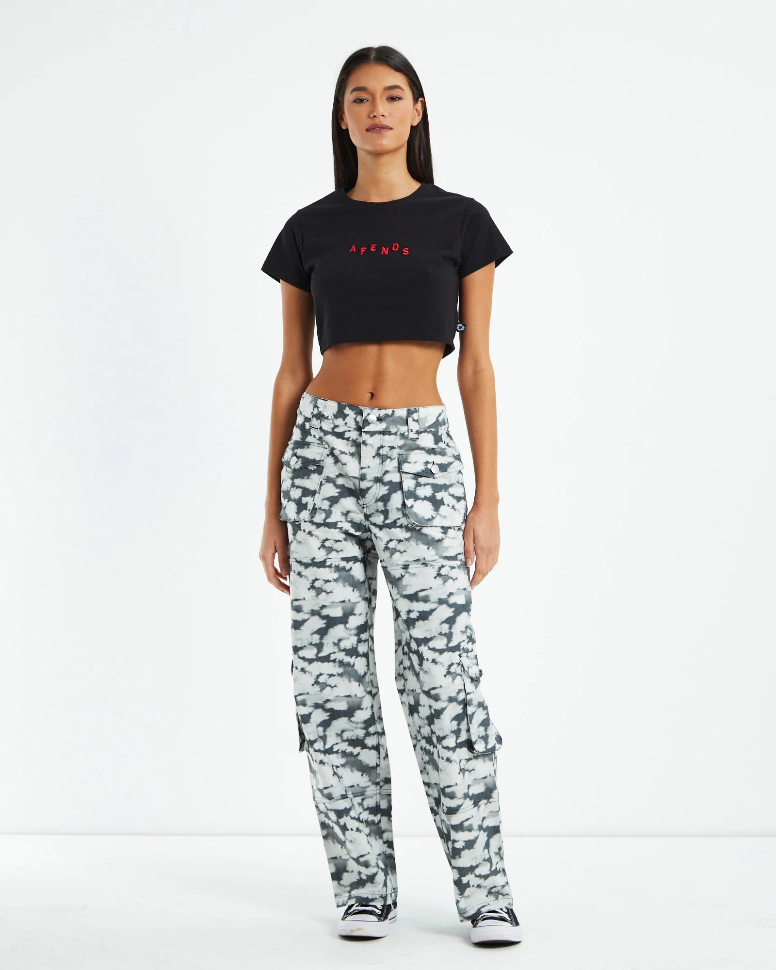 Recycled Cargo Pants Black Floral - Image 3