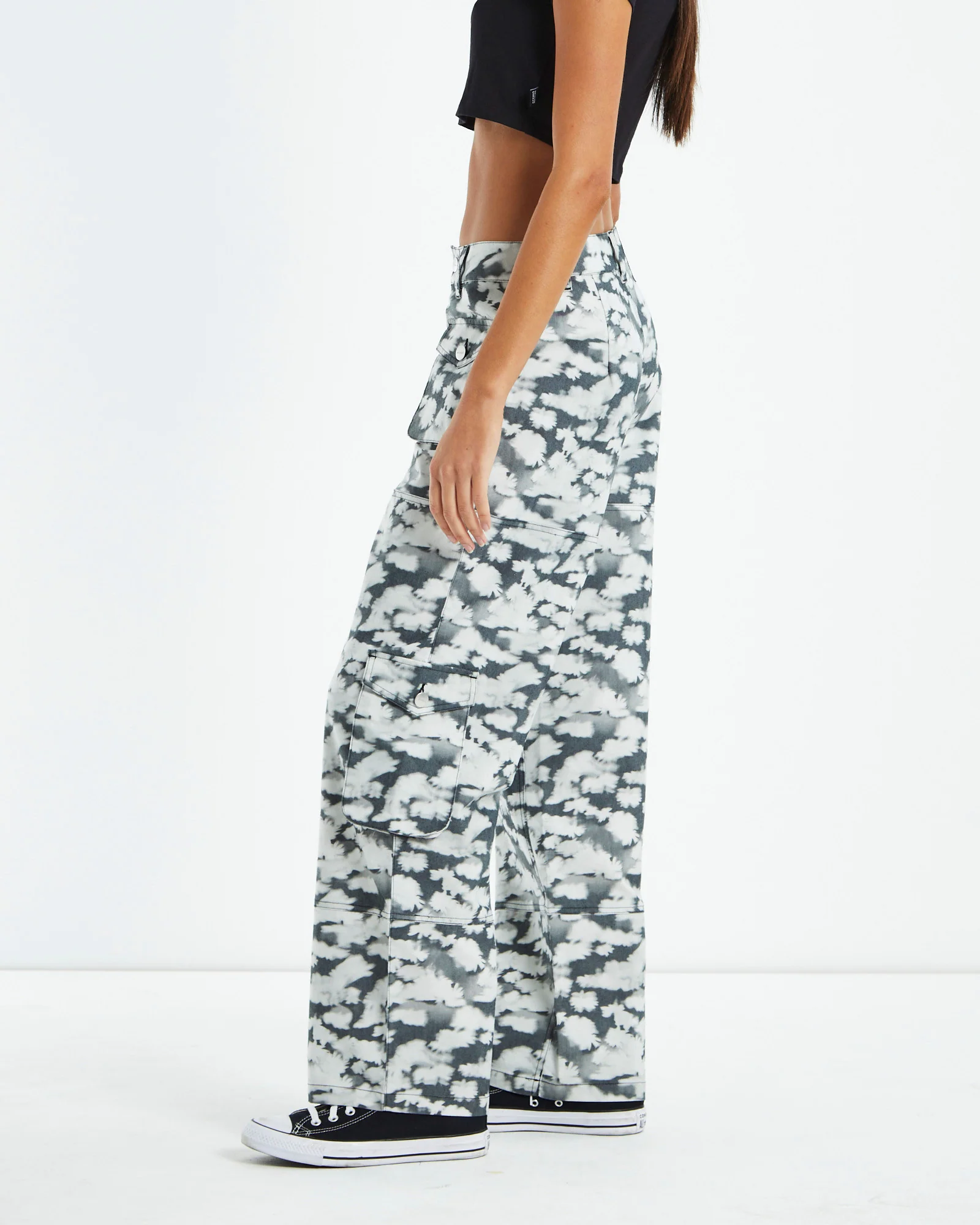 Recycled Cargo Pants Black Floral - Image 4