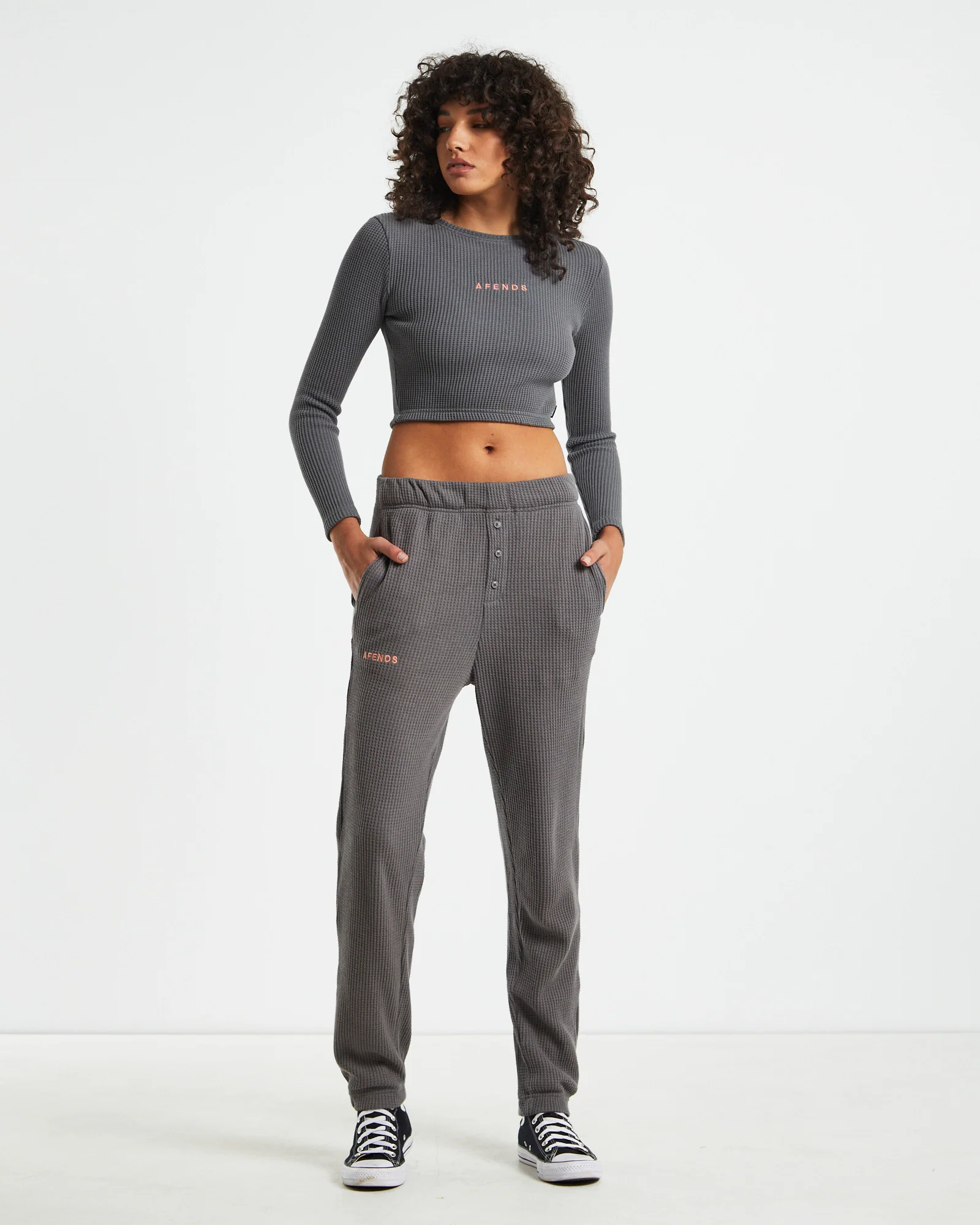Recycled Waffle Track Pants Steel Grey - Image 3