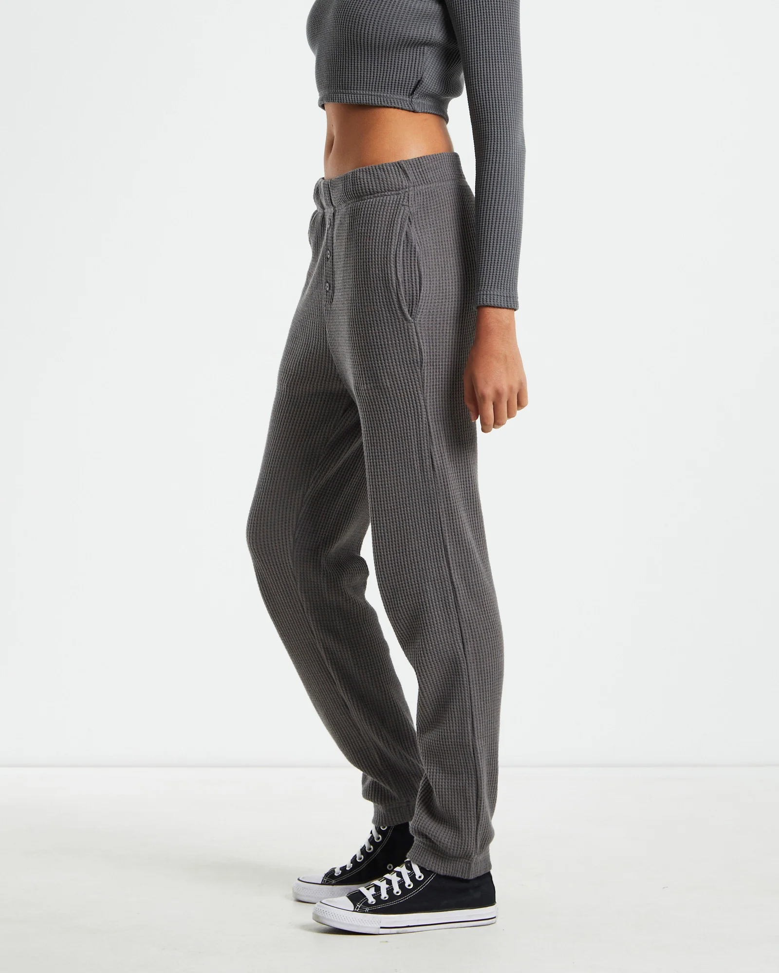Recycled Waffle Track Pants Steel Grey - Image 4