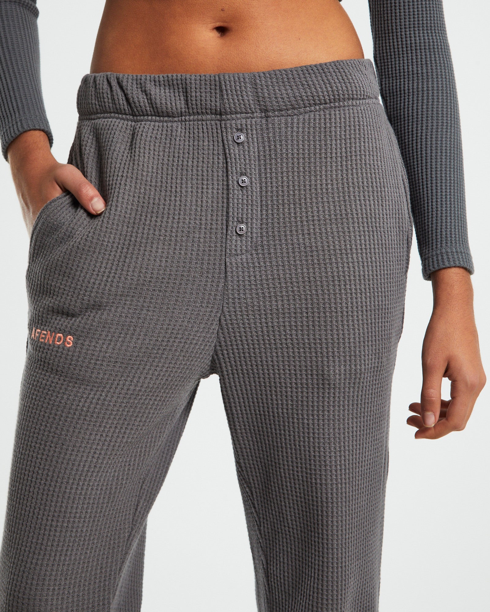 Recycled Waffle Track Pants Steel Grey - Image 5