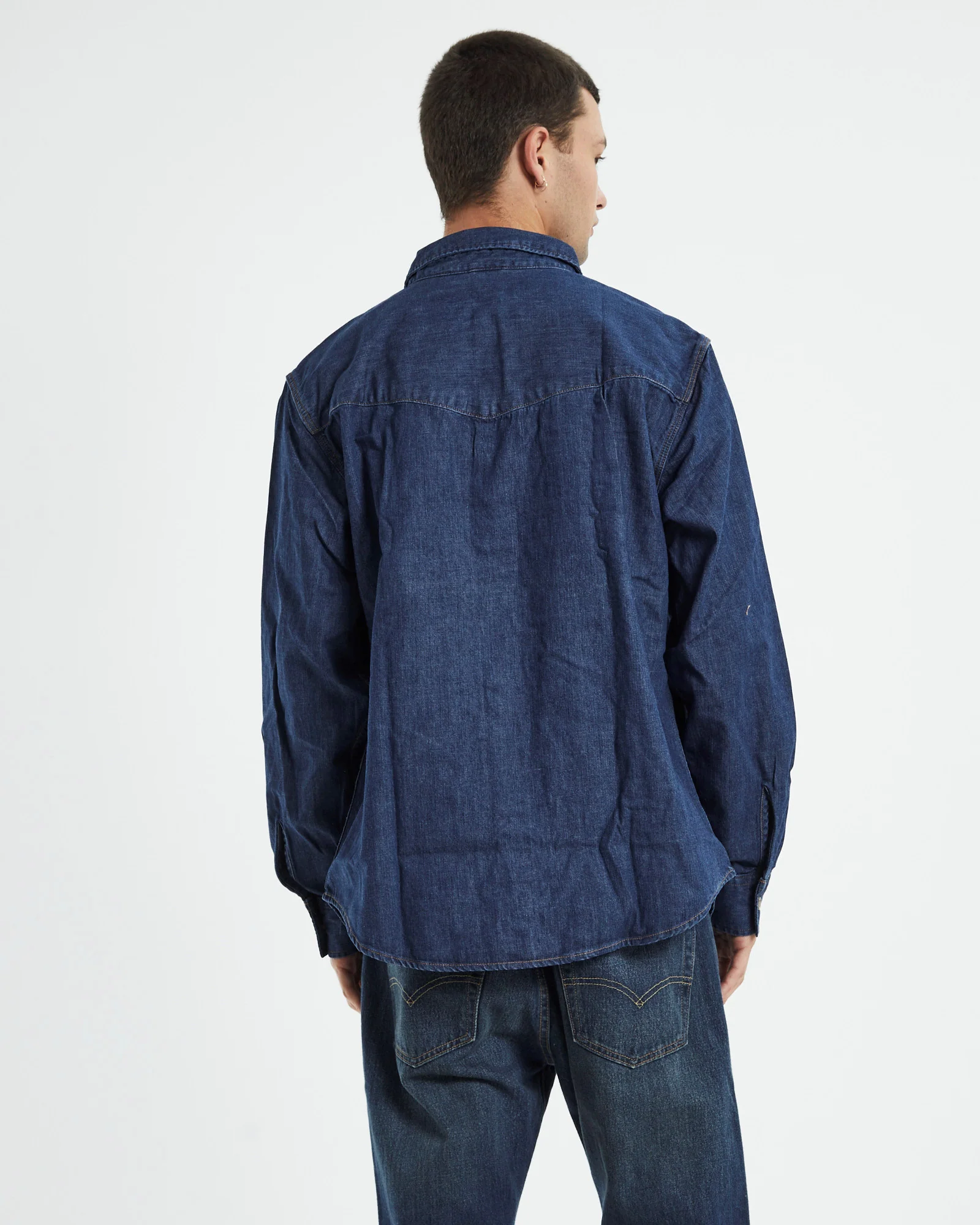 Relaxed Fit Western Long Sleeve Shirt Revere Blue - Image 2