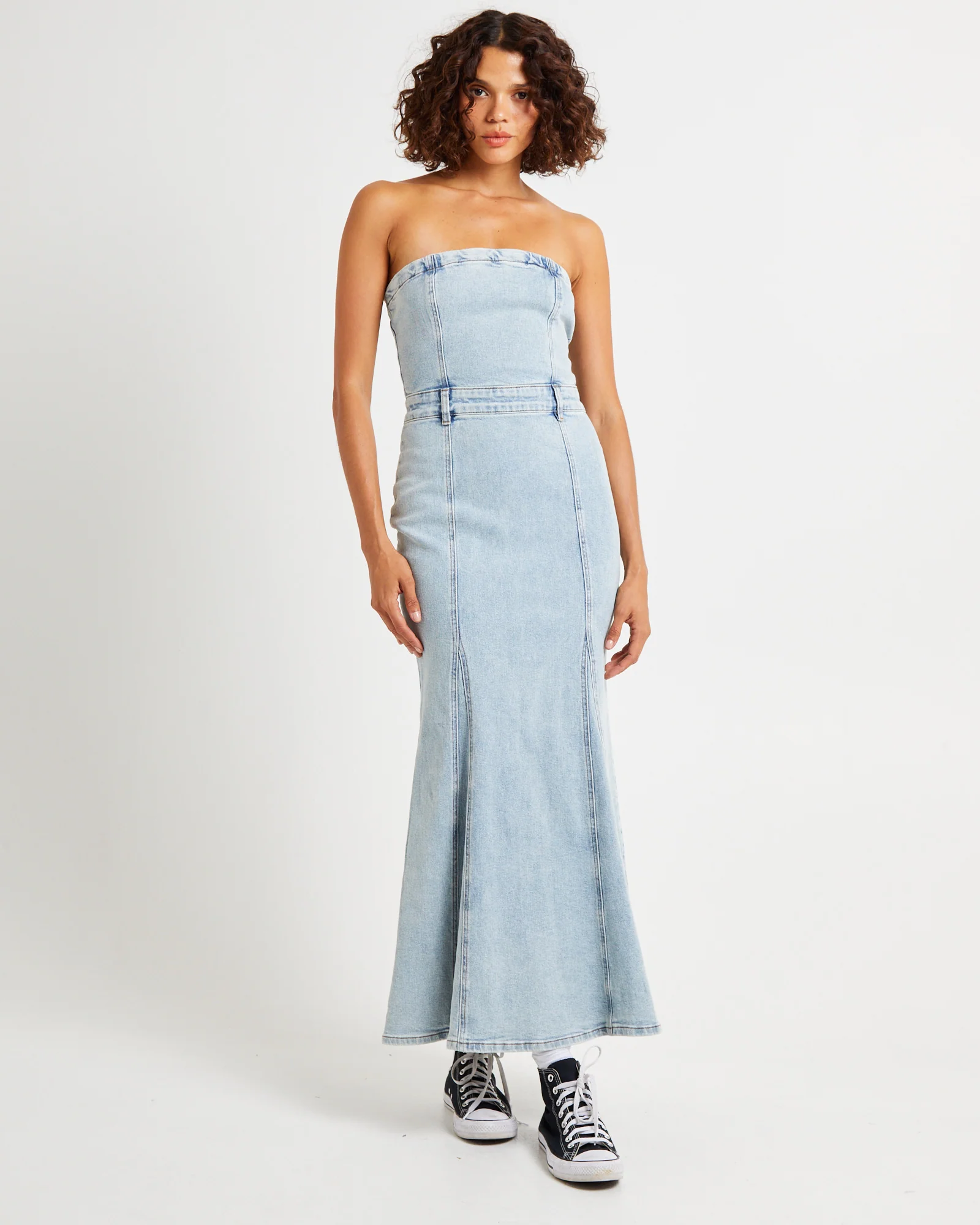 Rendezvous Fishtail Maxi Denim Dress