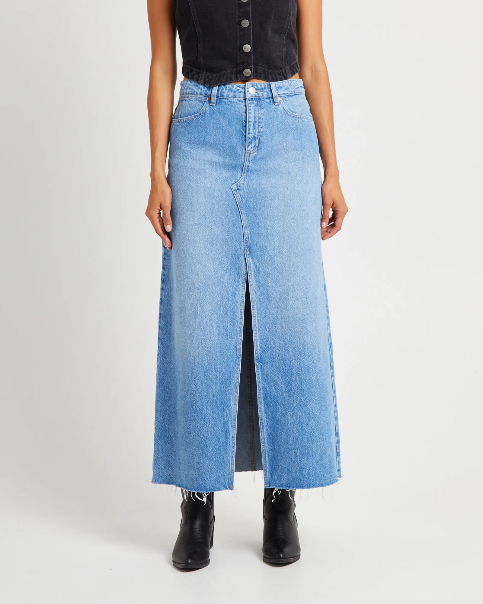 Repair Denim Maxi Skirt in - Image 2