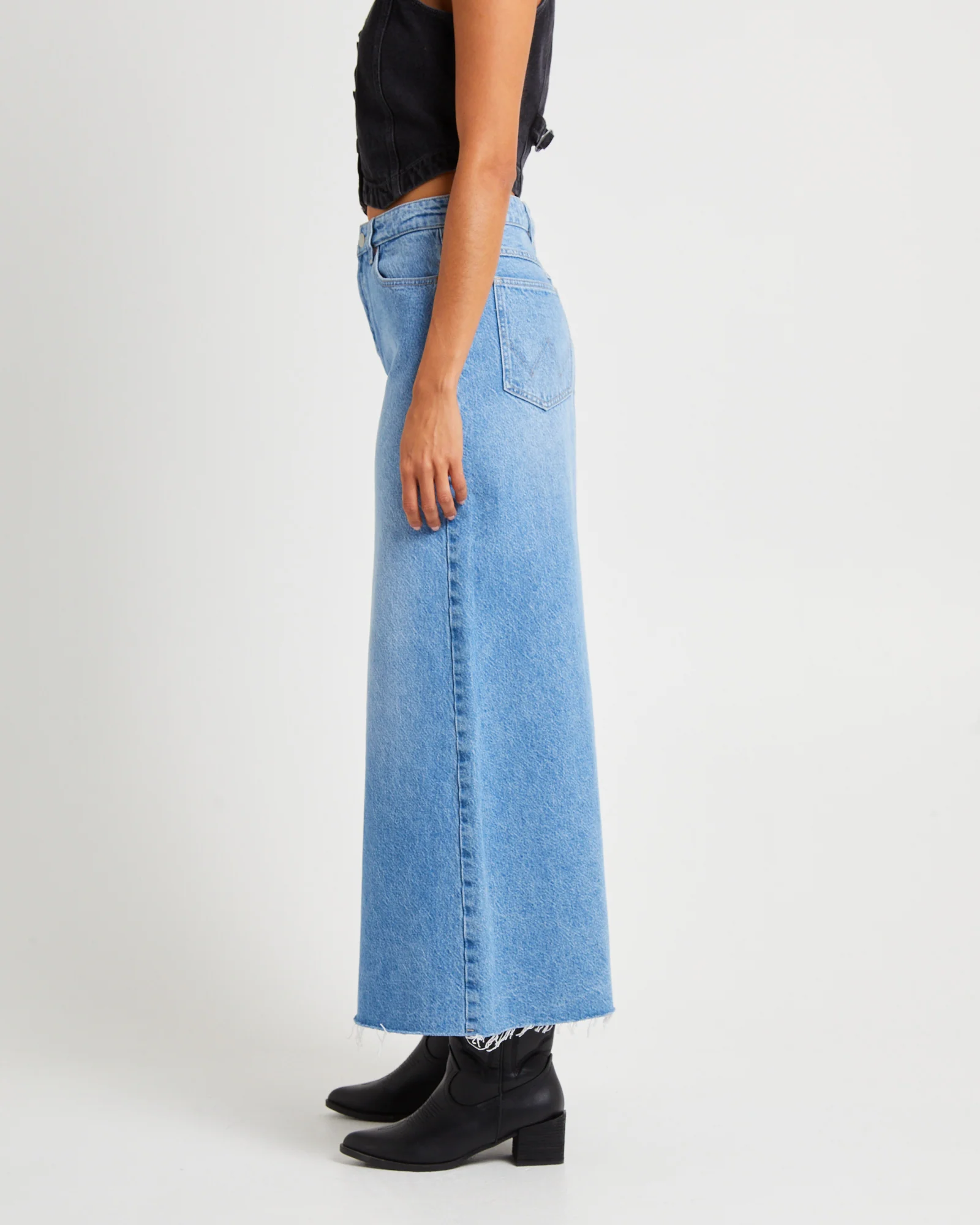 Repair Denim Maxi Skirt in - Image 4