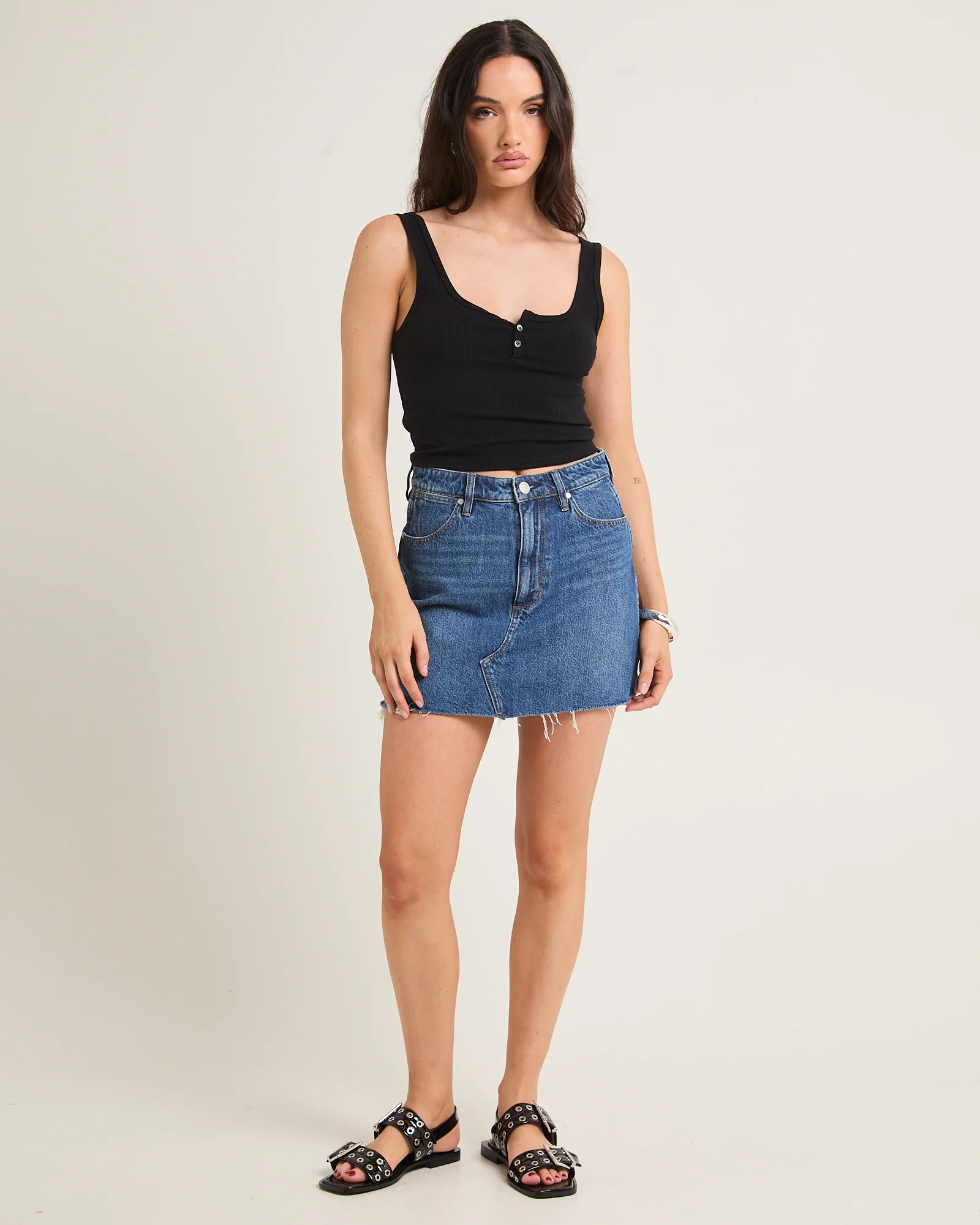 Repair Denim Mini Skirt - Image 3