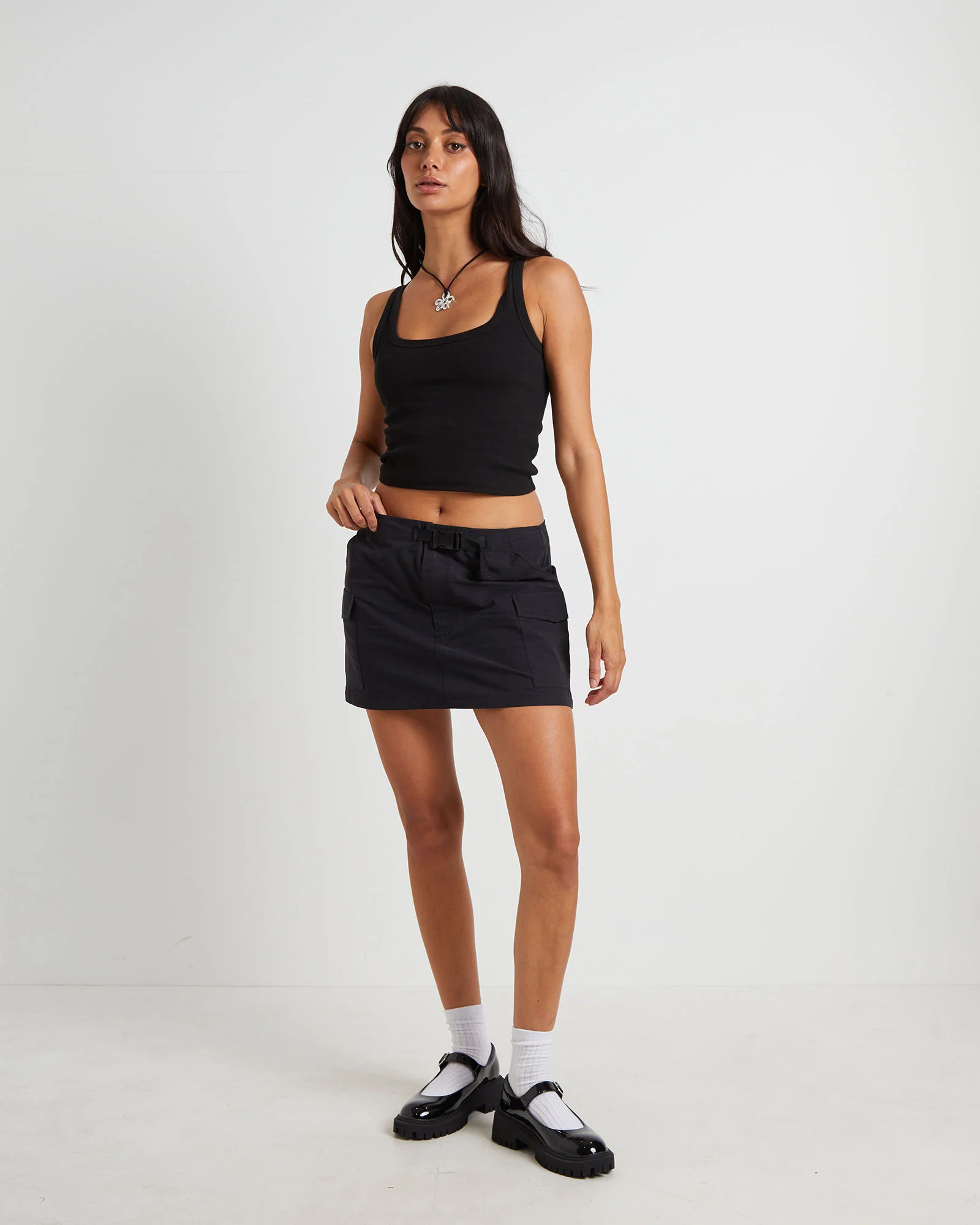 Resurgence Tech Cargo Mini Skirt in Pitch Black - Image 3