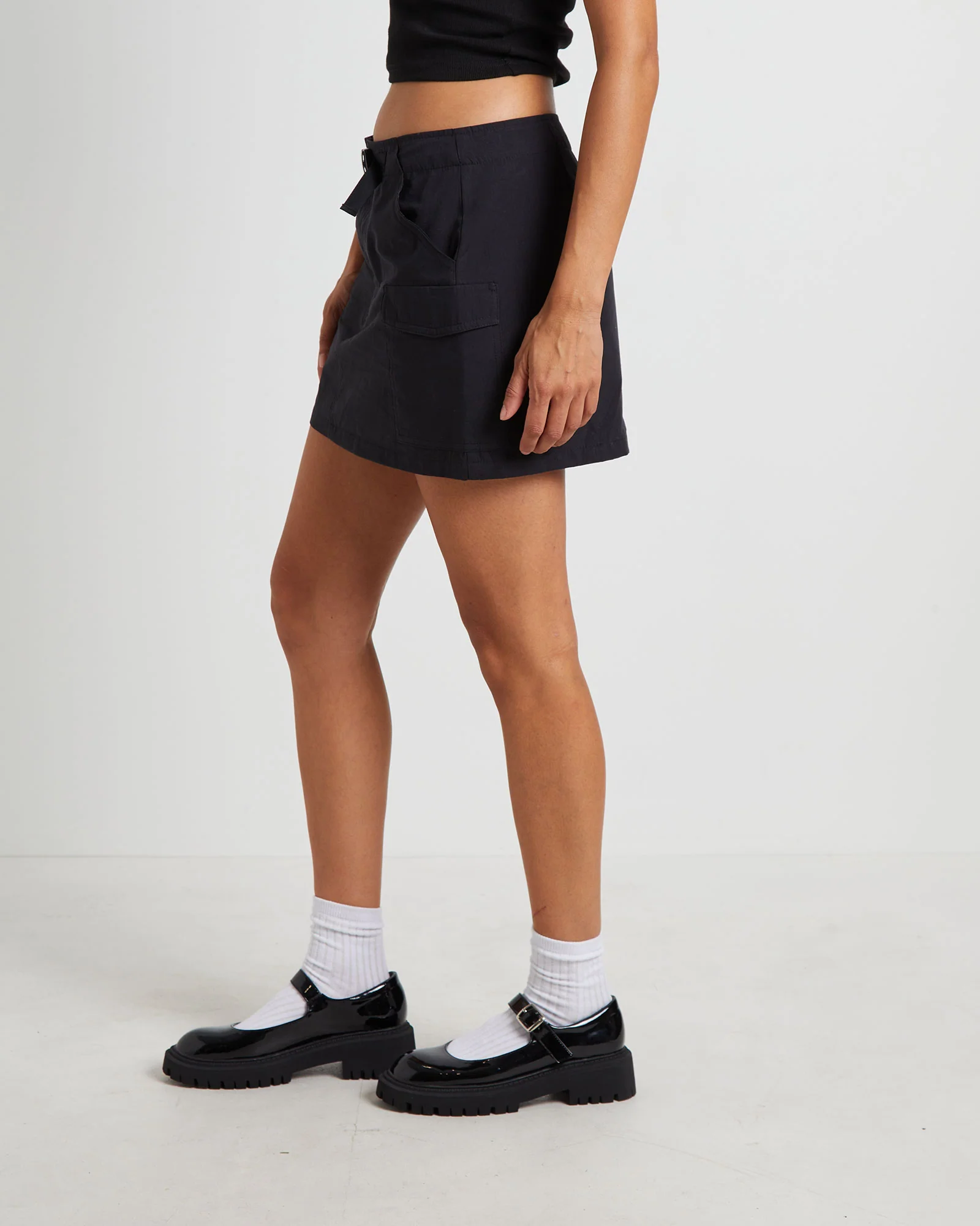 Resurgence Tech Cargo Mini Skirt in Pitch Black - Image 4