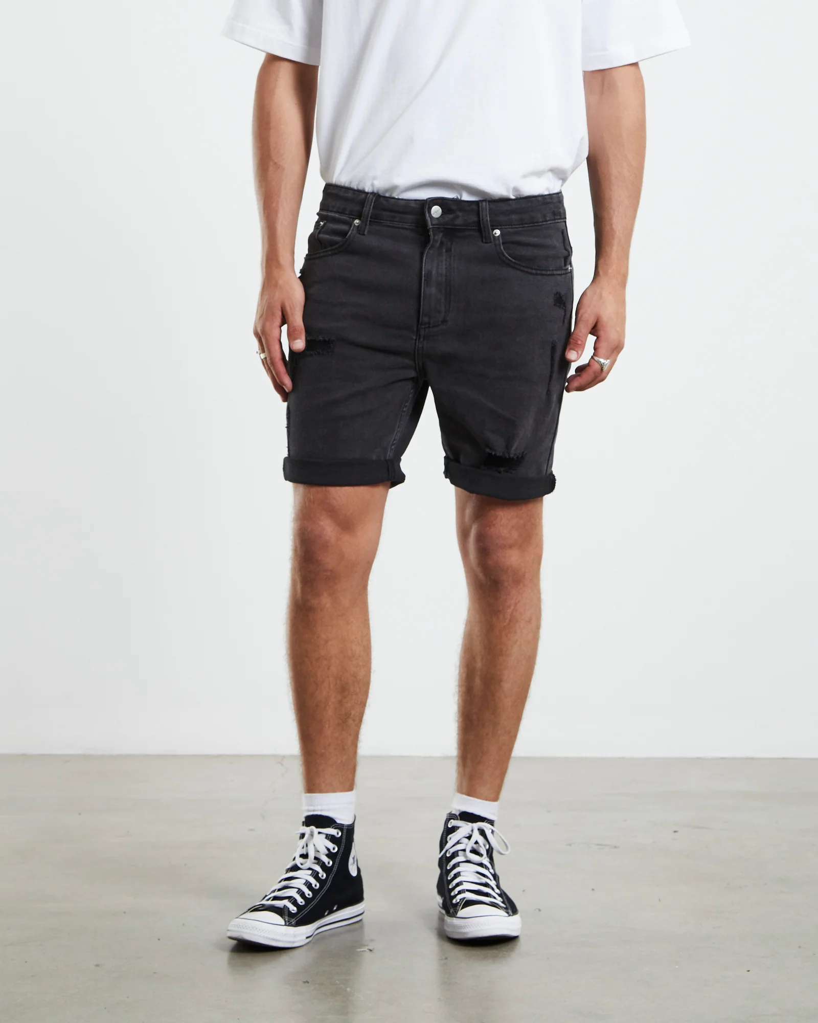 Revolver Denim Shorts New York Trashed Black - Image 5