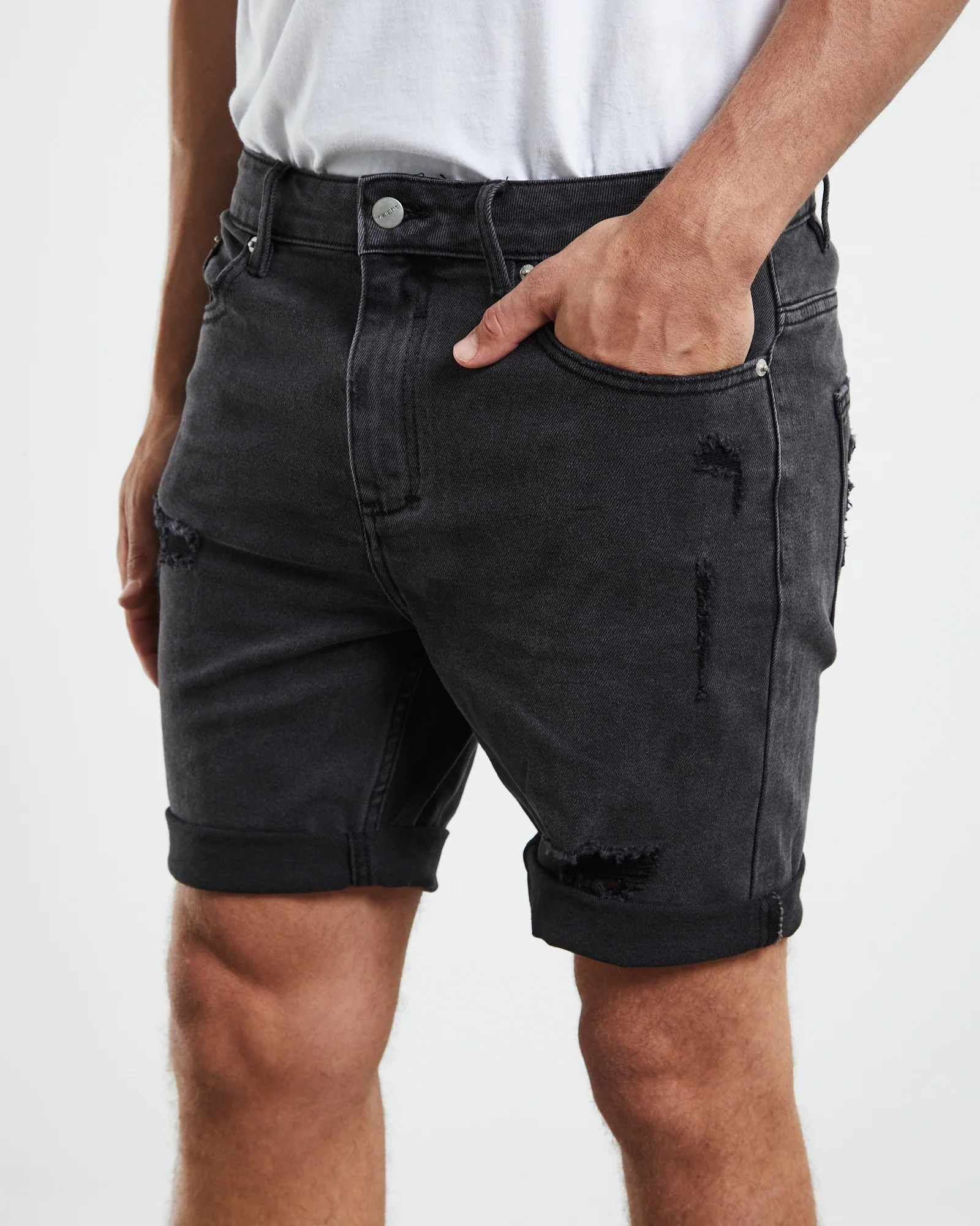 Revolver Denim Shorts New York Trashed Black - Image 6