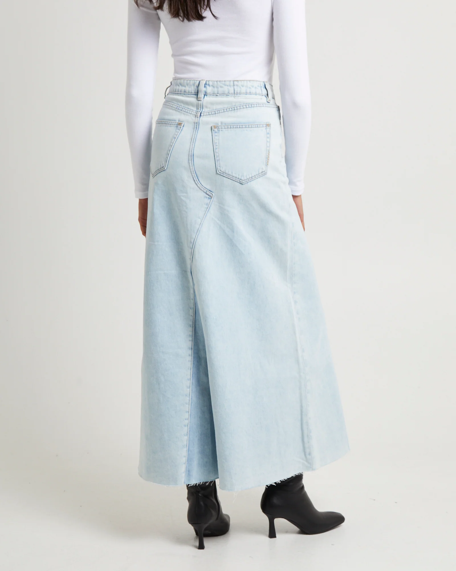 Rework Denim Maxi Skirt - Light Bleach/French Contrast - Image 4