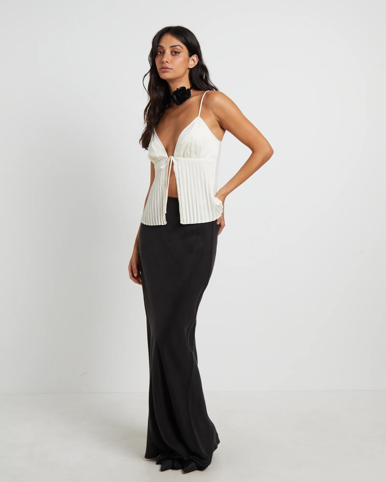 Rhea Pleated Top in Ivory - Image 3