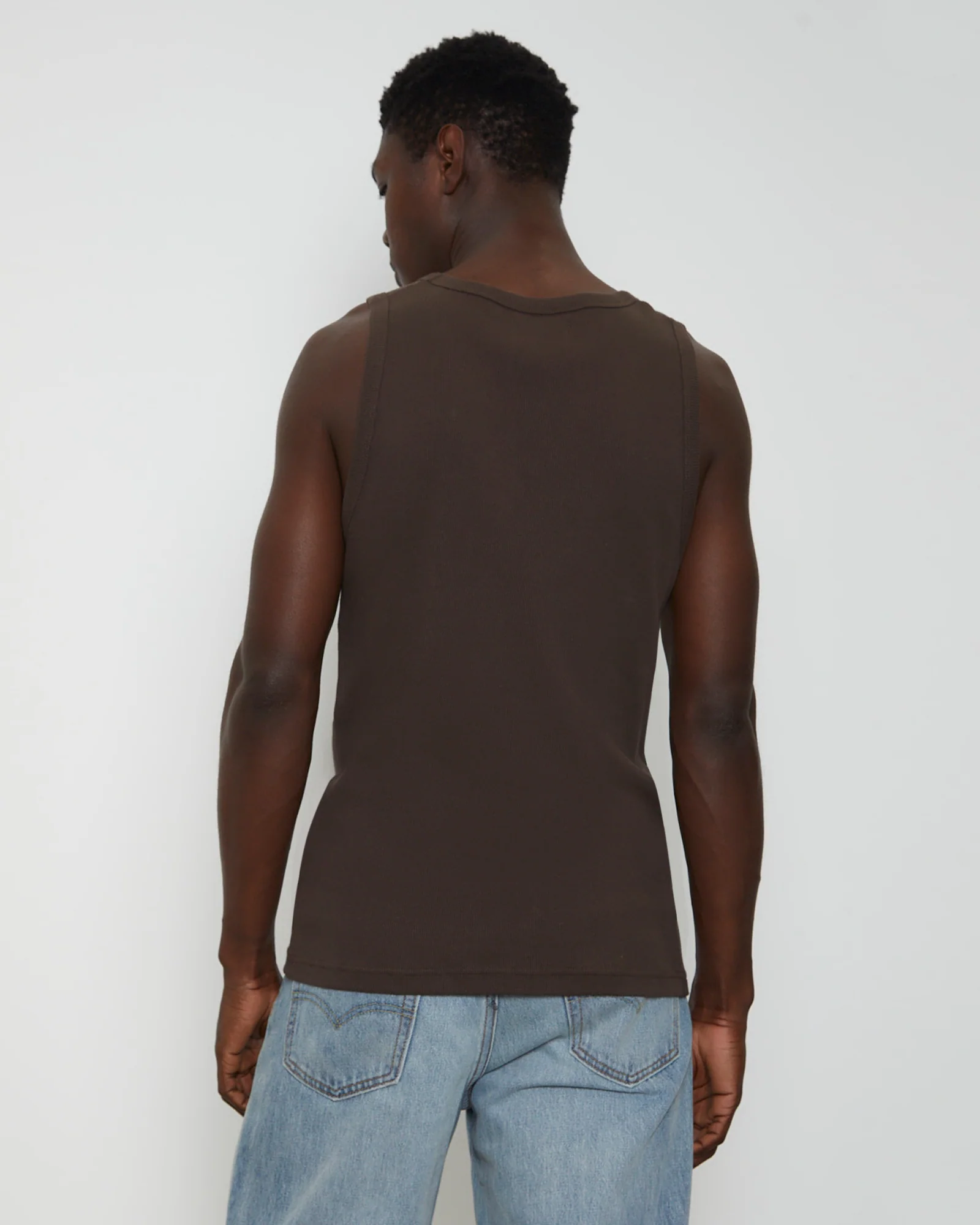 Rib Singlet in Umber Brown - Image 2