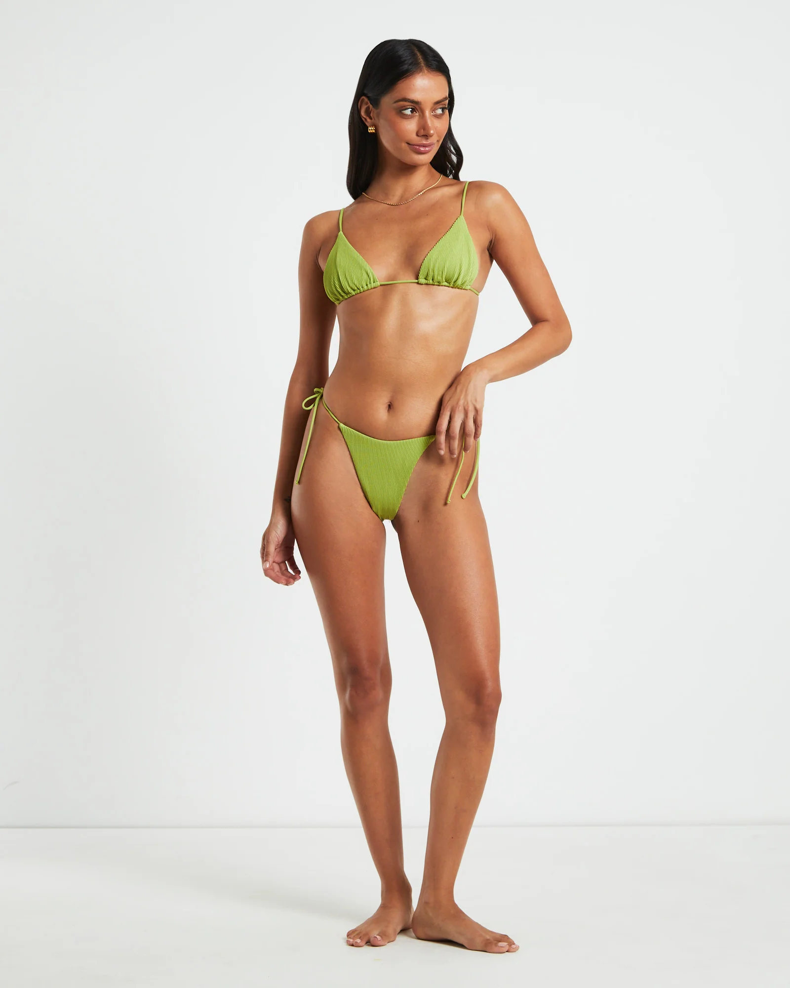 Rib Skinny Strap Tie Side Bikini Bottom - Image 4