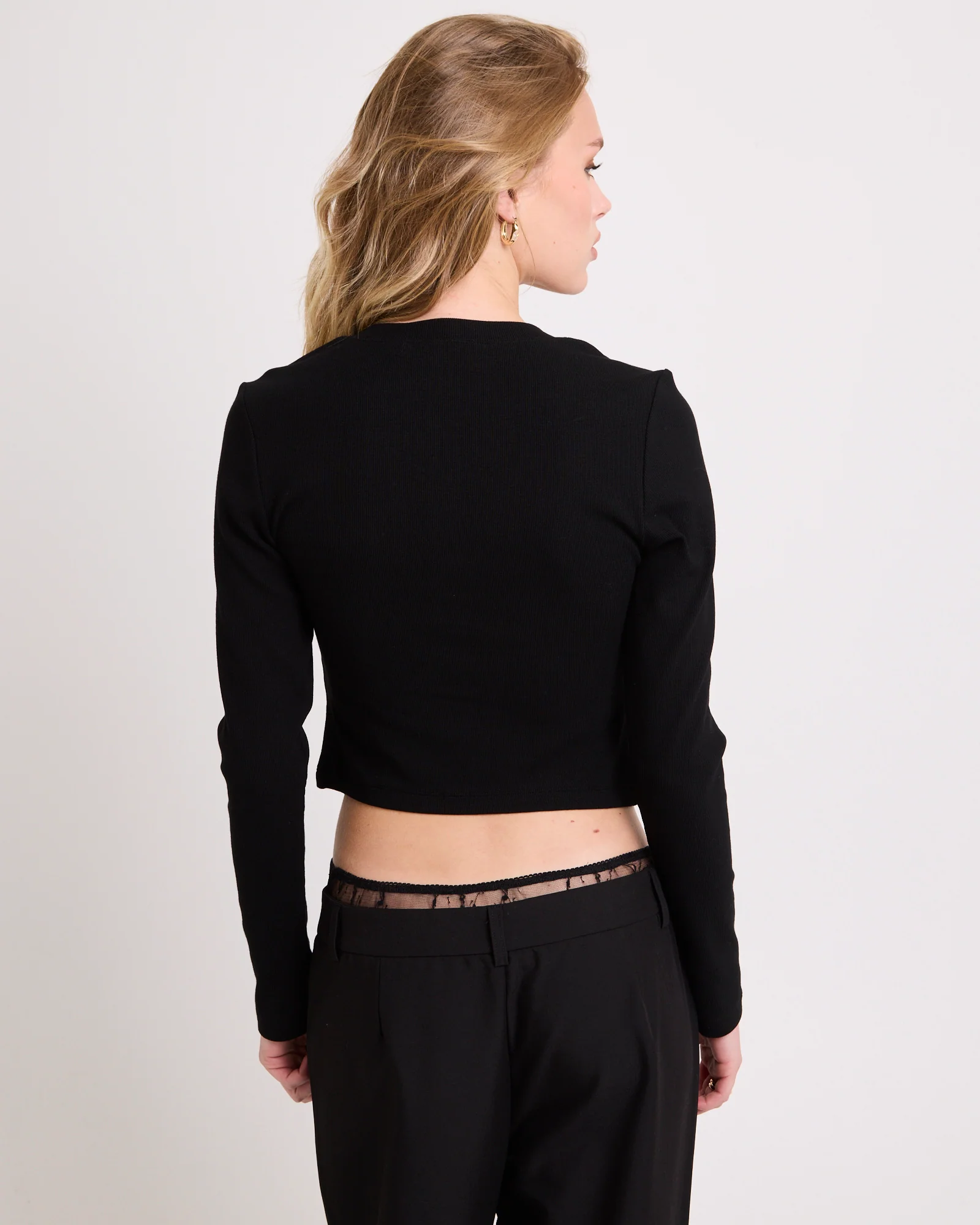 Rib Snap Front Long Sleeve Top - Image 4