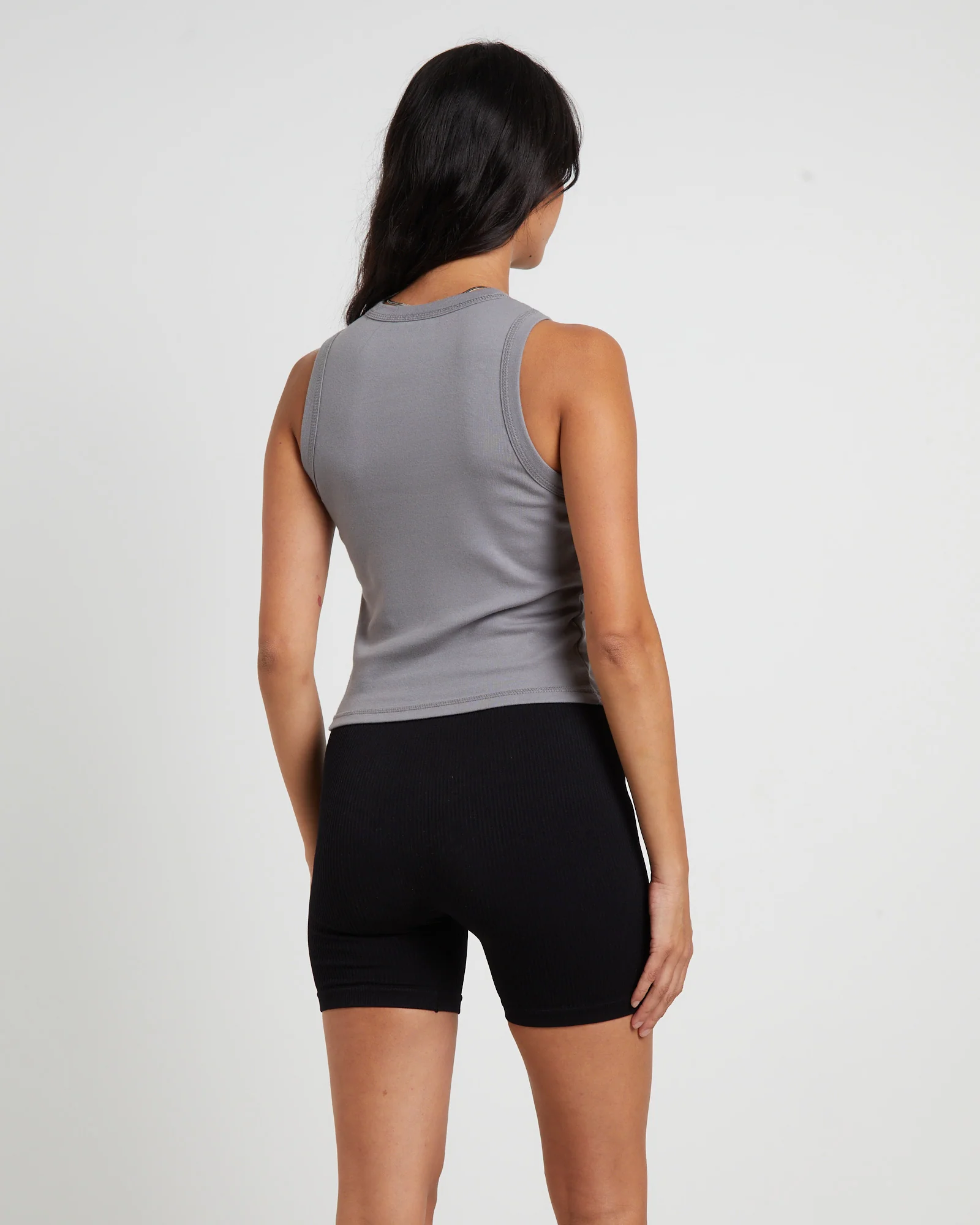 Rib Tank Top in Grey - Image 2