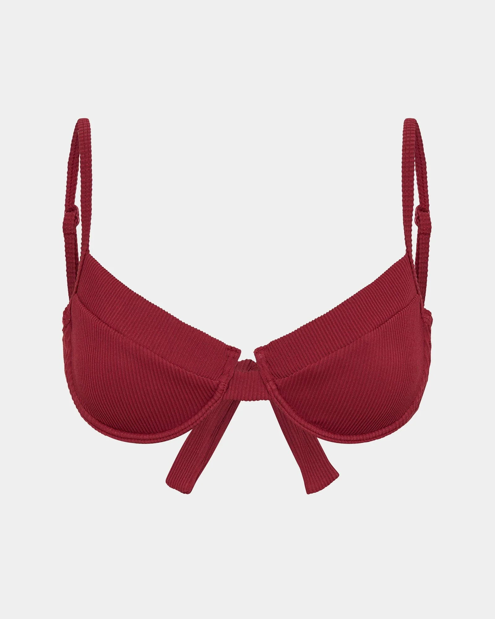 Rib Underwire Tie Back Bikini Top - Image 3