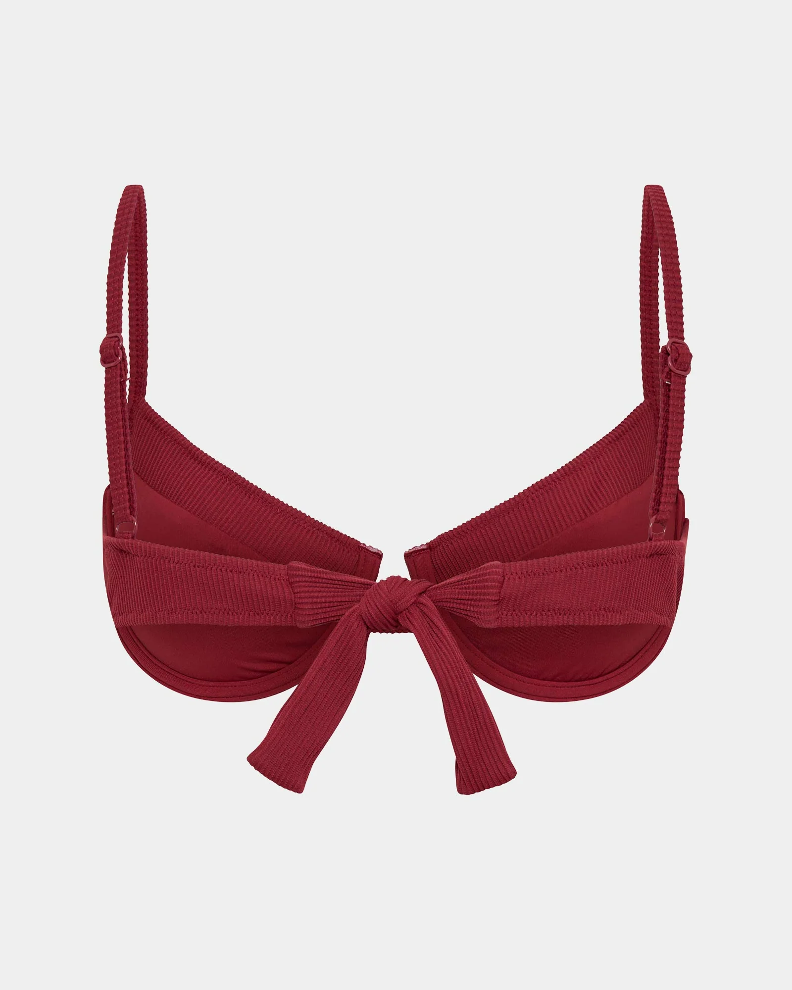 Rib Underwire Tie Back Bikini Top - Image 4
