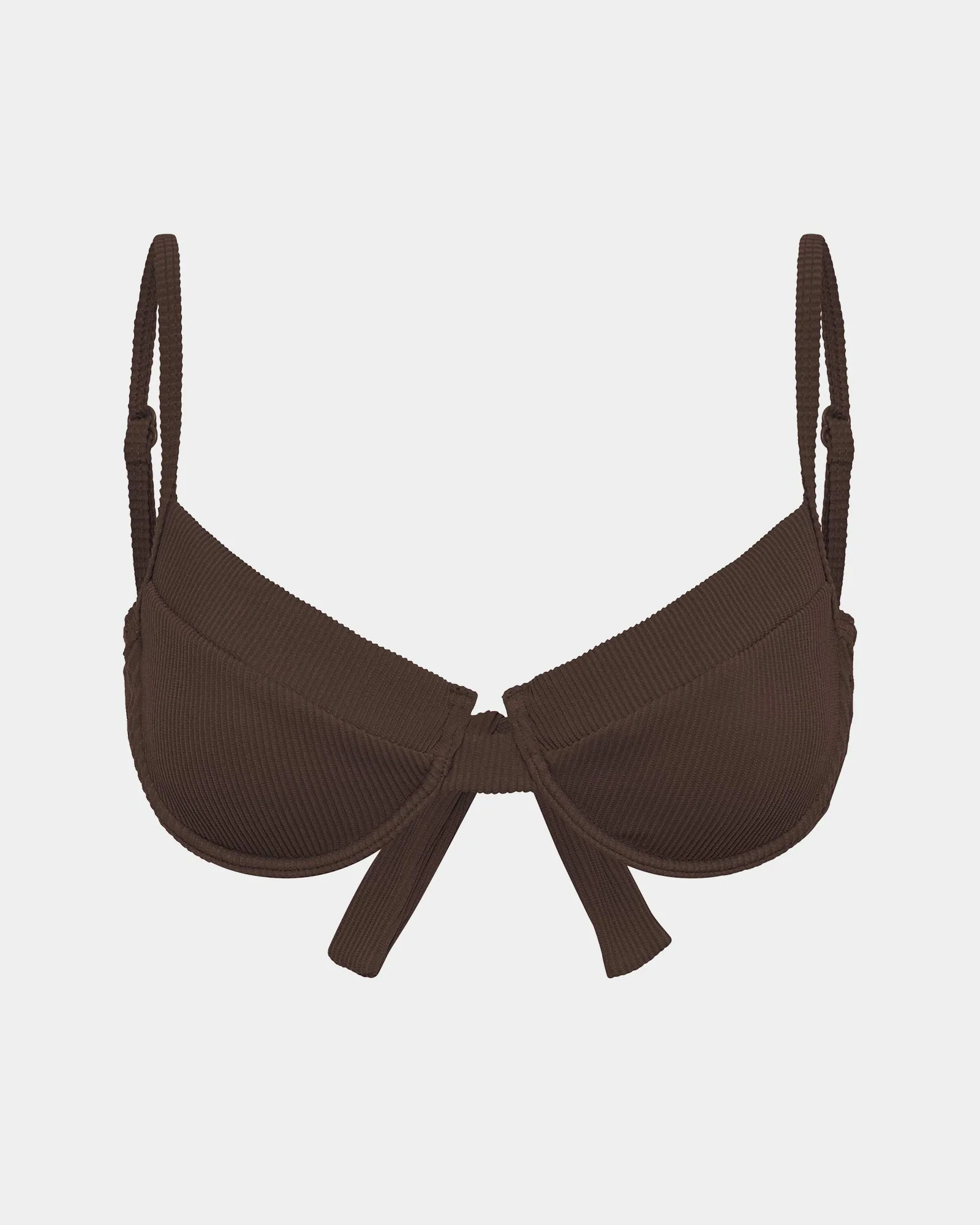Rib Underwire Tie Back Bikini Top - Image 3
