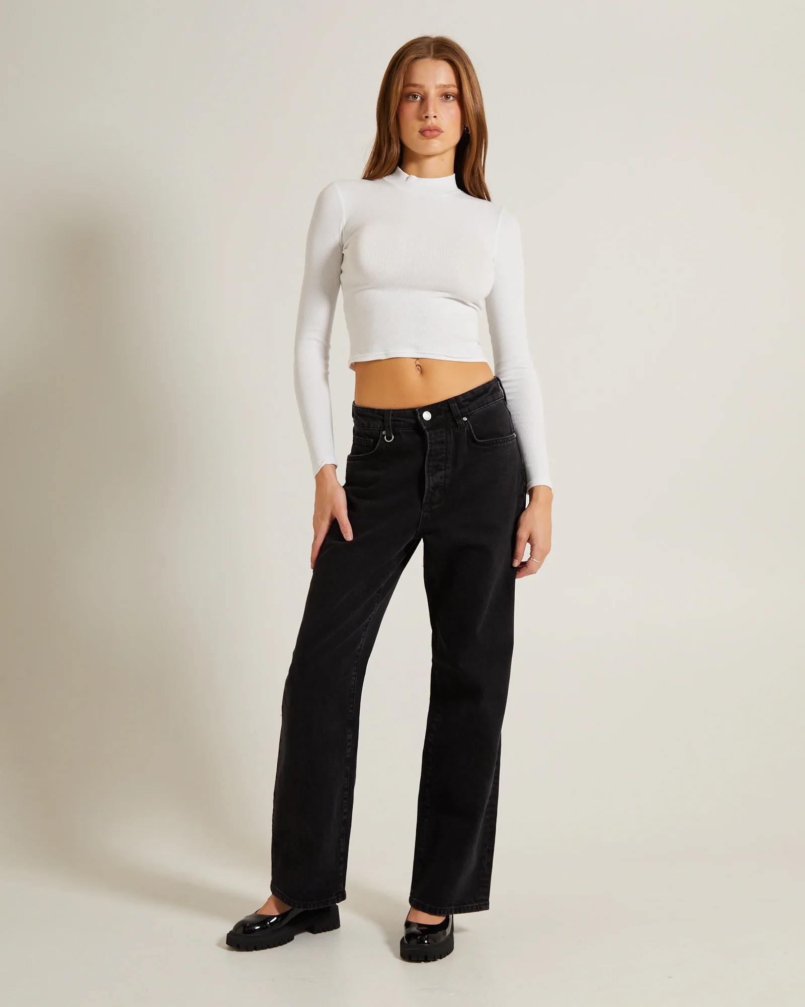 Ribbed Long Sleeve Crop Skivvy - Image 4