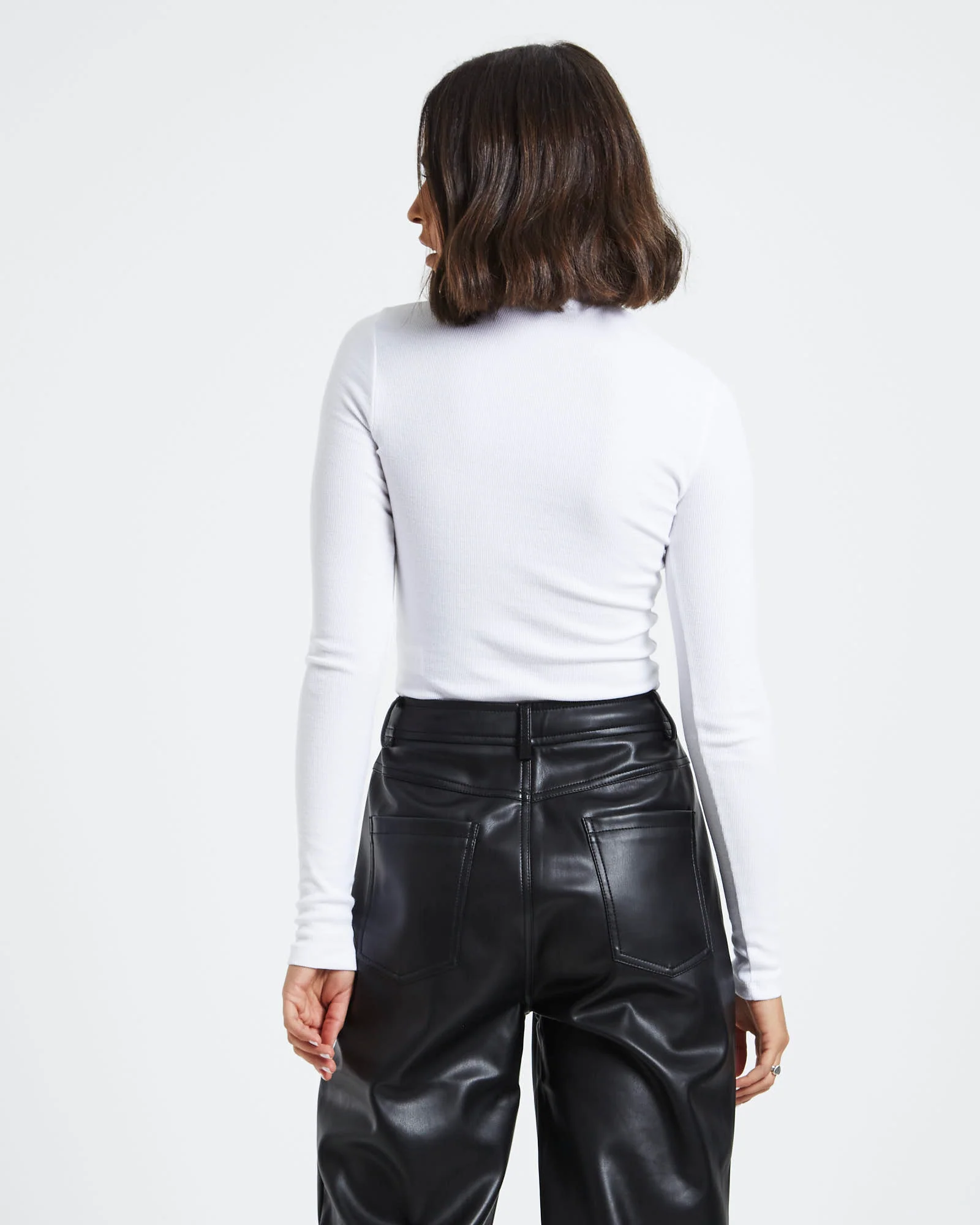 Ribbed Long Sleeve Skivvy White - Image 2