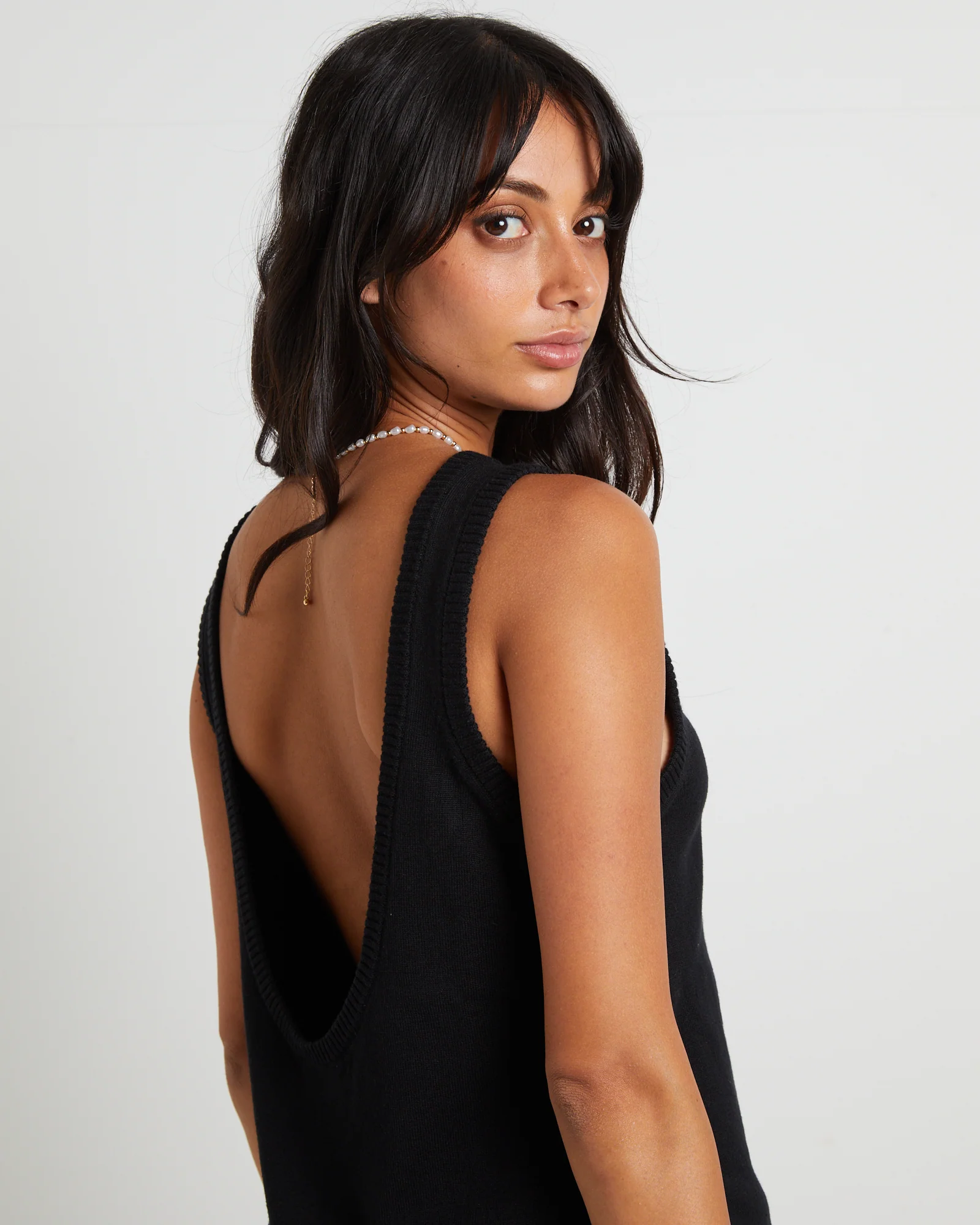 Riley Split Tank Top in Black - Image 5