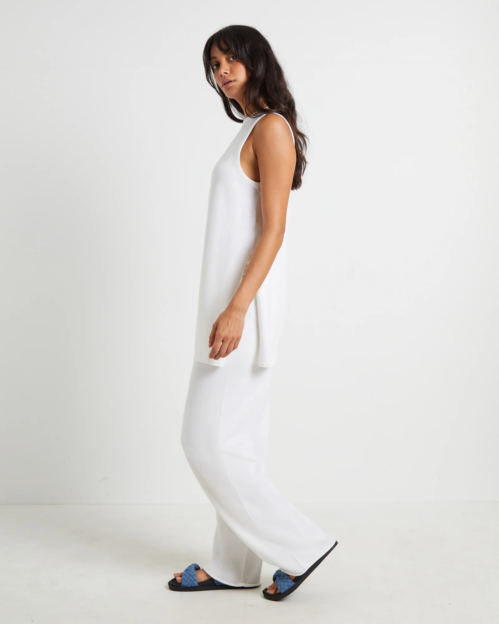 Riley Split Tank Top in White - Image 4