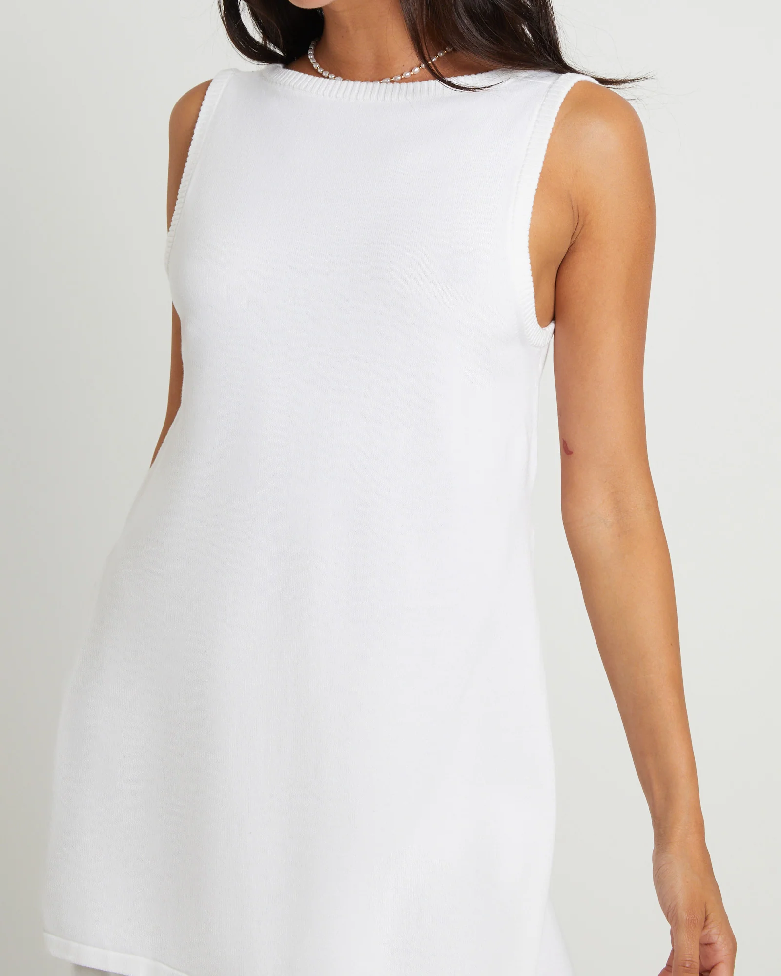 Riley Split Tank Top in White - Image 6