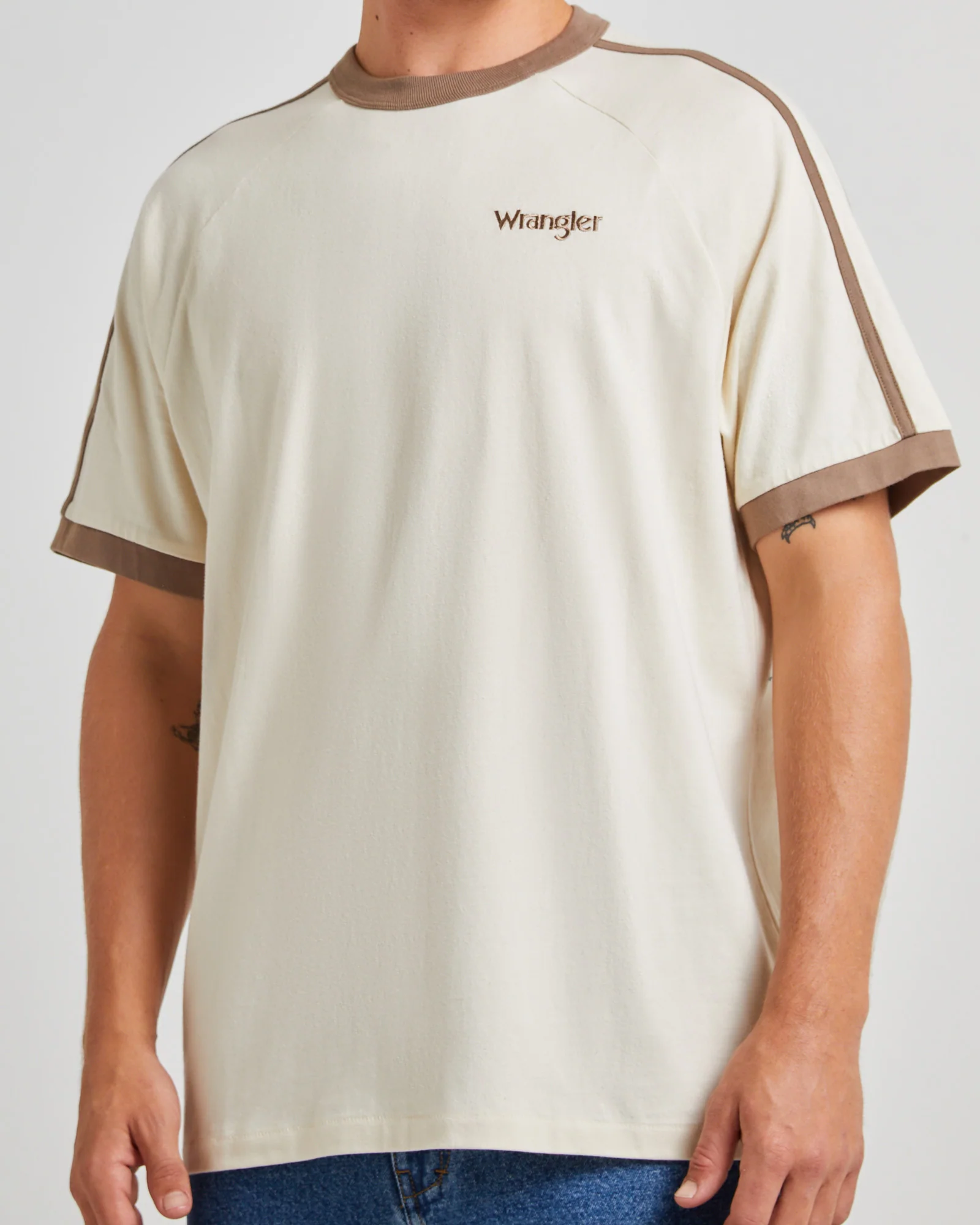 Ringer Short Sleeve T-Shirt Ecru - Image 5