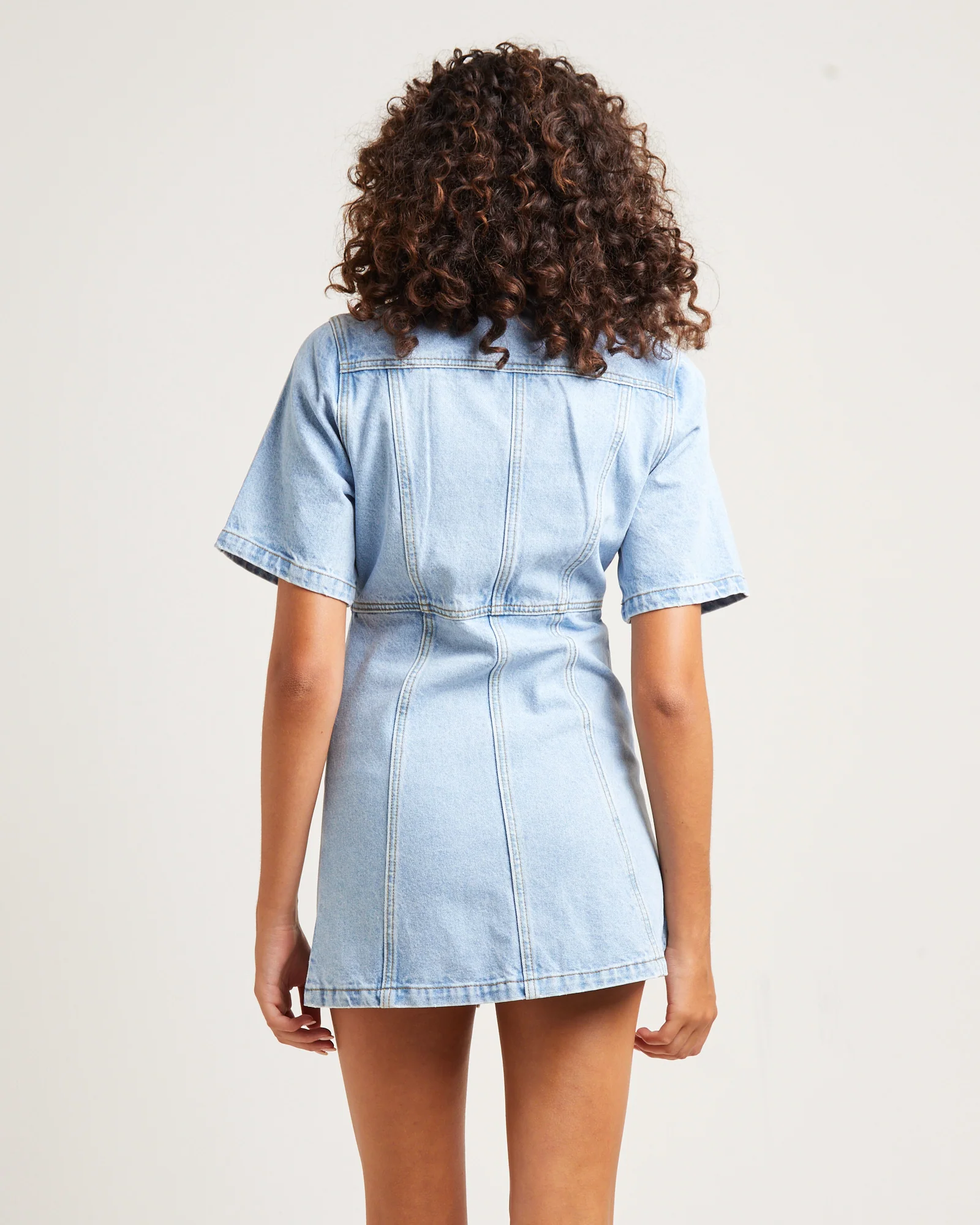 Rio Denim Mini Dress Blue Fade - Image 2