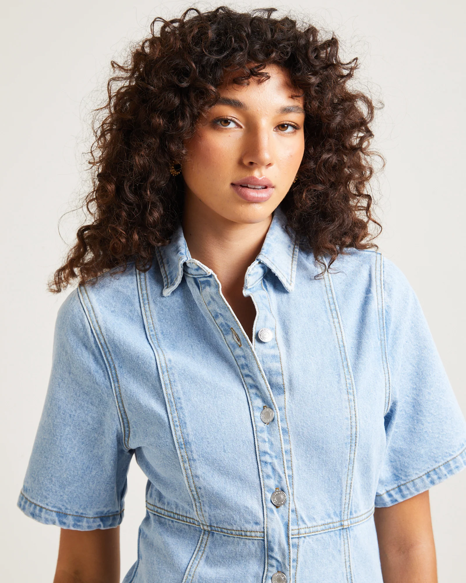 Rio Denim Mini Dress Blue Fade - Image 5