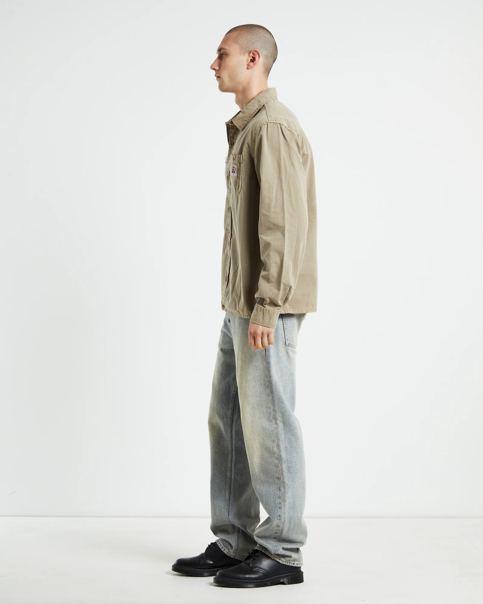 Rip Stop Authentic Long Sleeve Work Shirt Taupe - Image 4