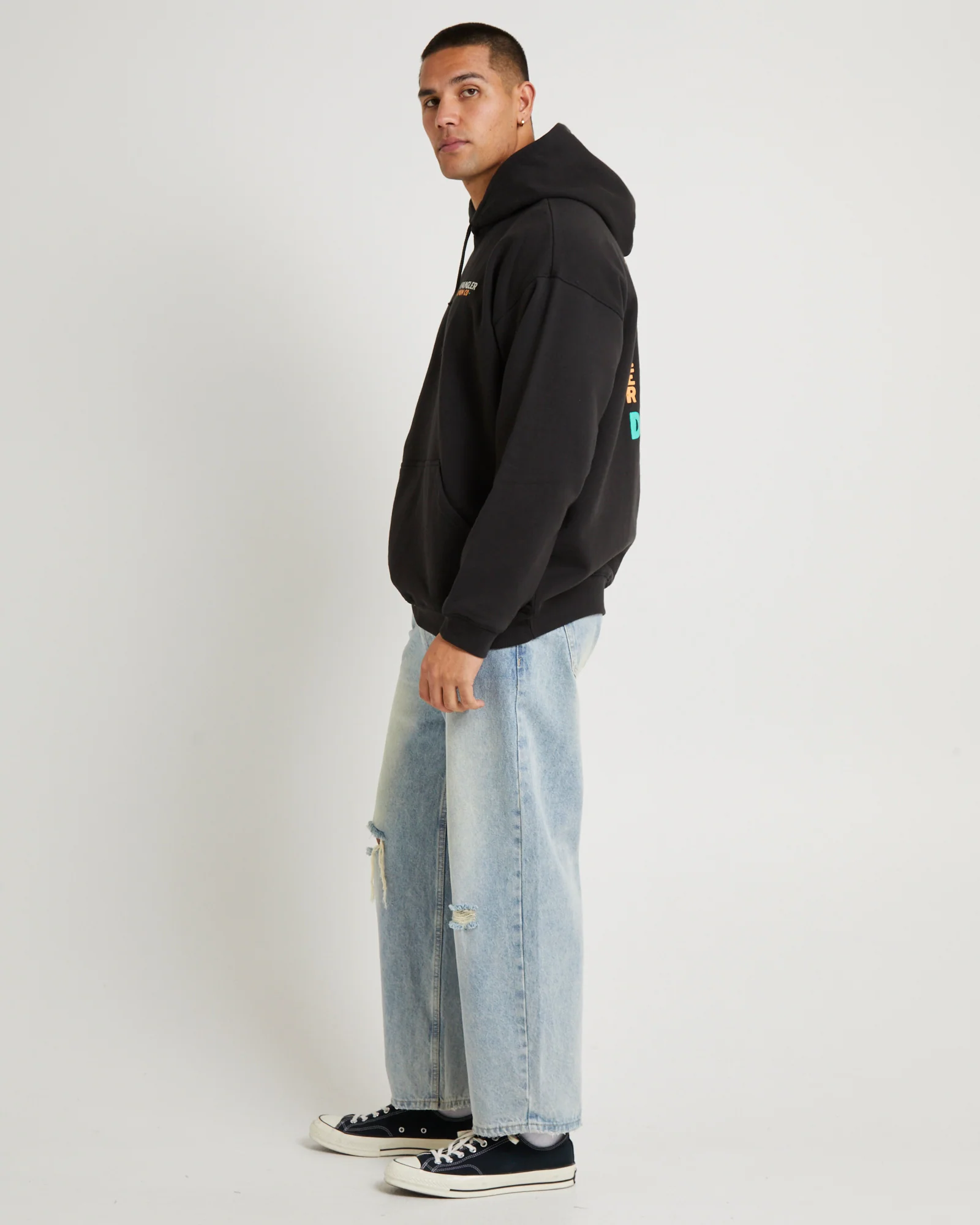 Rodeo Slacker Hoodie Worn Black - Image 4