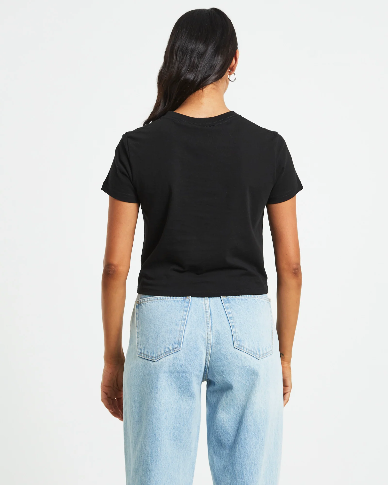 Rose Slim Short Sleeve T-Shirt in Black - Image 2