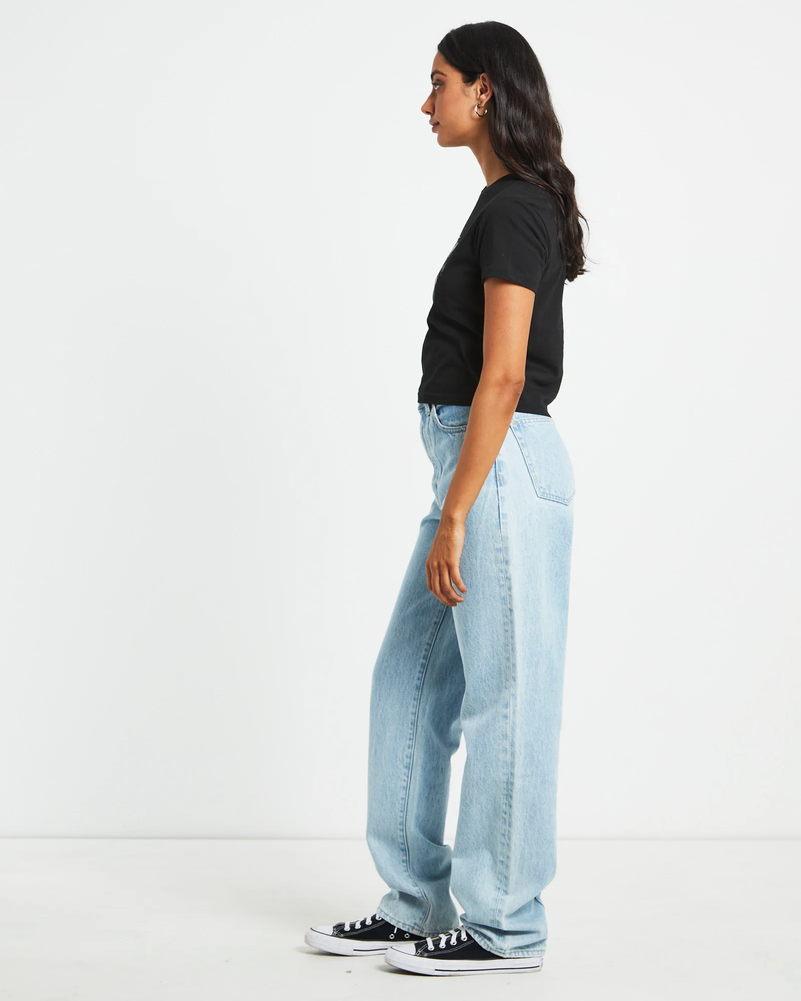 Rose Slim Short Sleeve T-Shirt in Black - Image 4