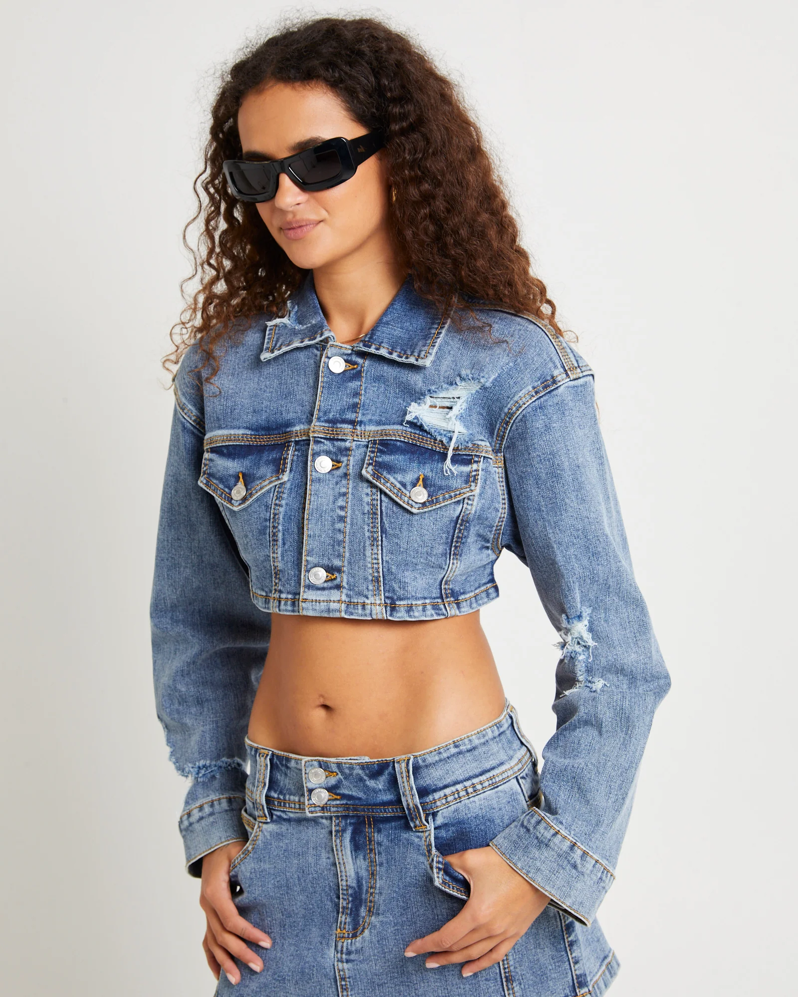 Roxy Shrunken Denim Jacket - Image 5