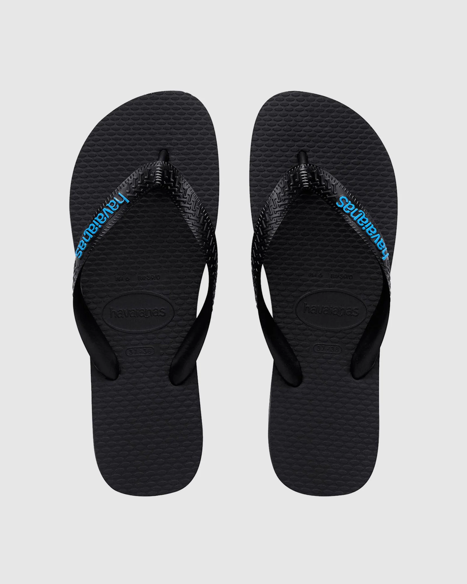Rubber Logo Thongs Black/Blue - Image 2