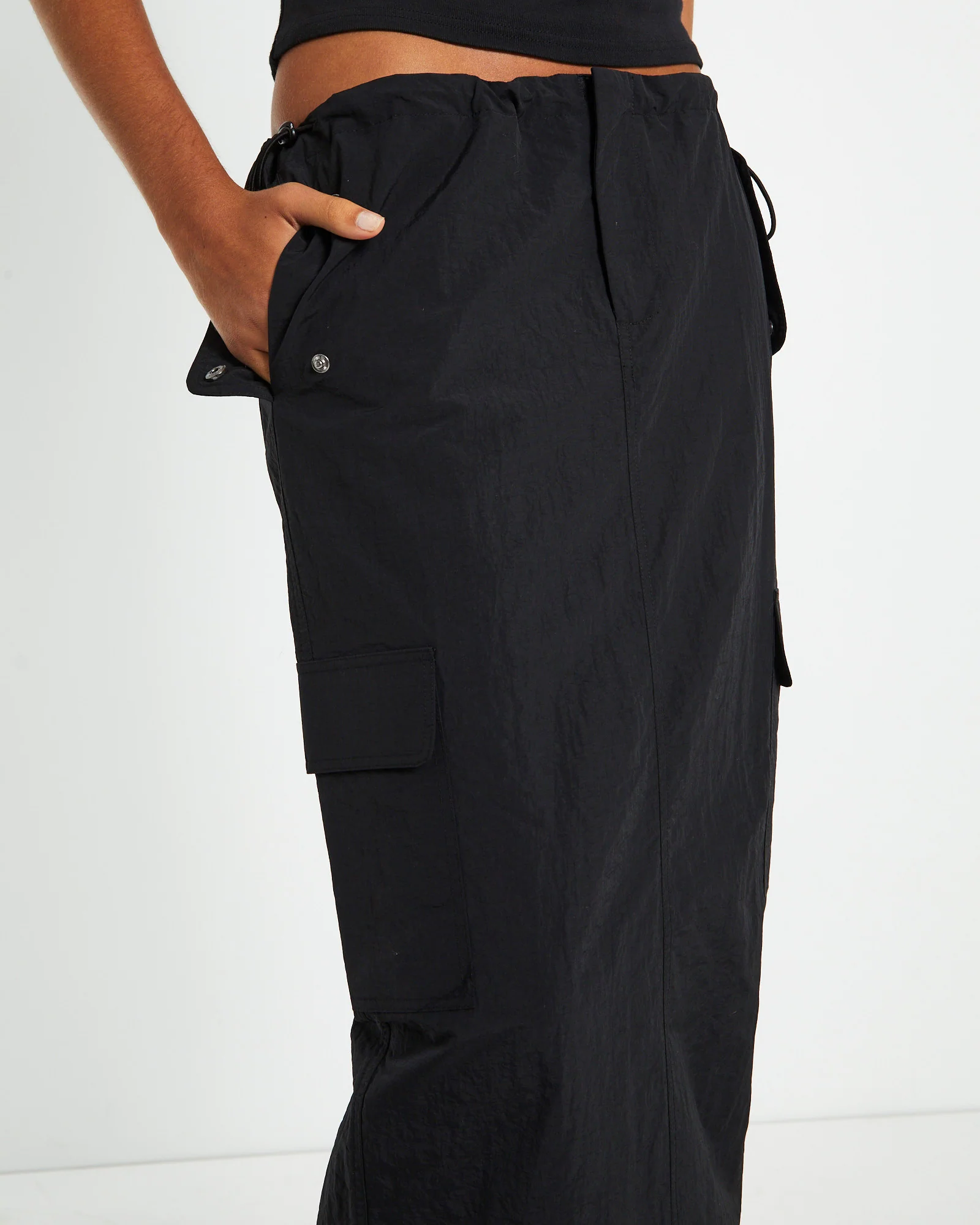 Ruby Multi Pocket Cargo Maxi Skirt Black - Image 5