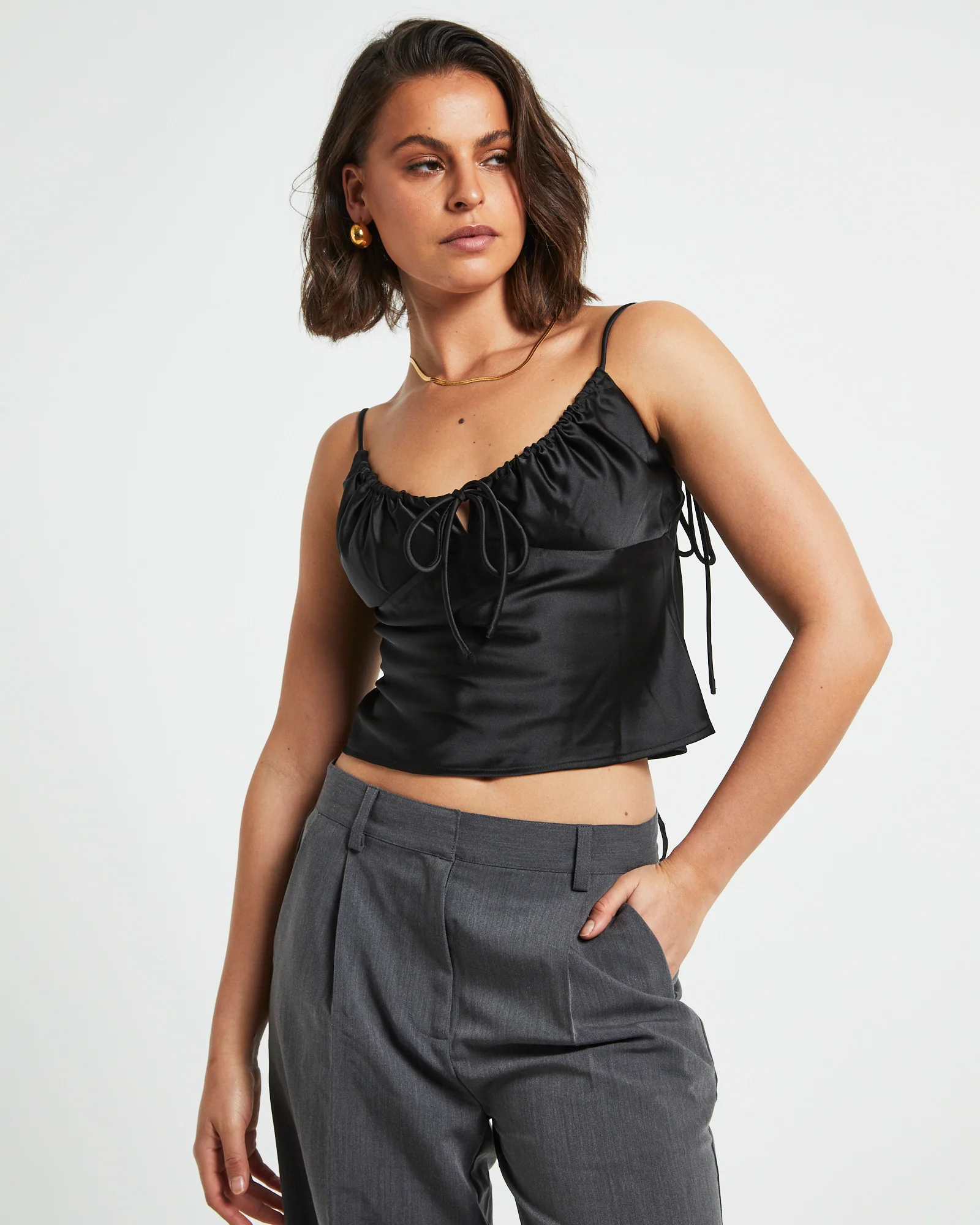 Ruby Romantic Slip Top in Black - Image 5