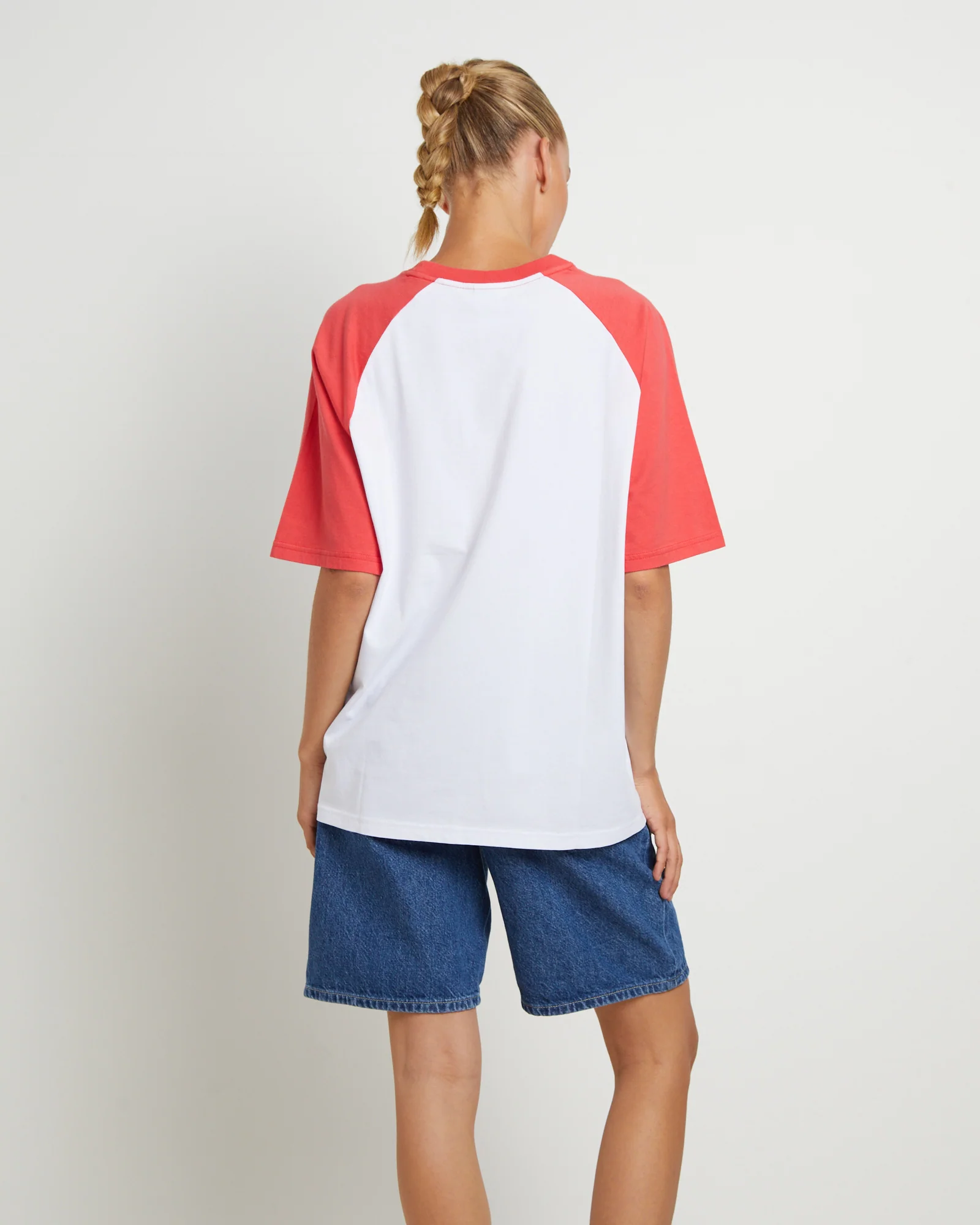 Ryan Recycled Oversized Raglan T-Shirt in Hibiscus - Image 2