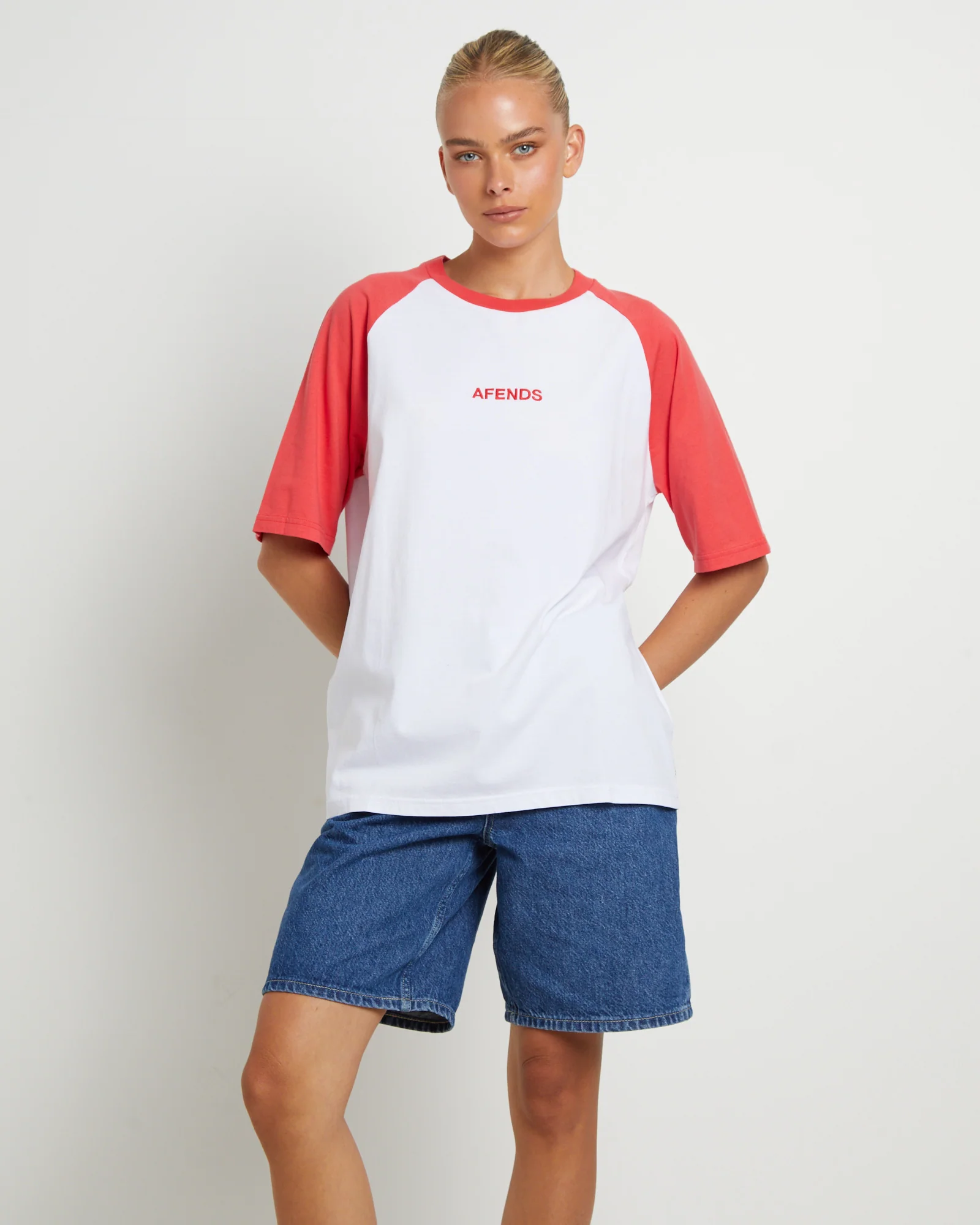 Ryan Recycled Oversized Raglan T-Shirt in Hibiscus - Image 5