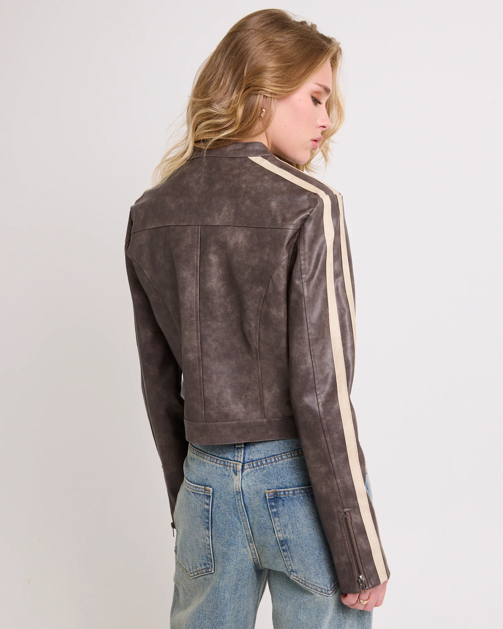 Ryda Leather Look Moto Jacket - Image 4